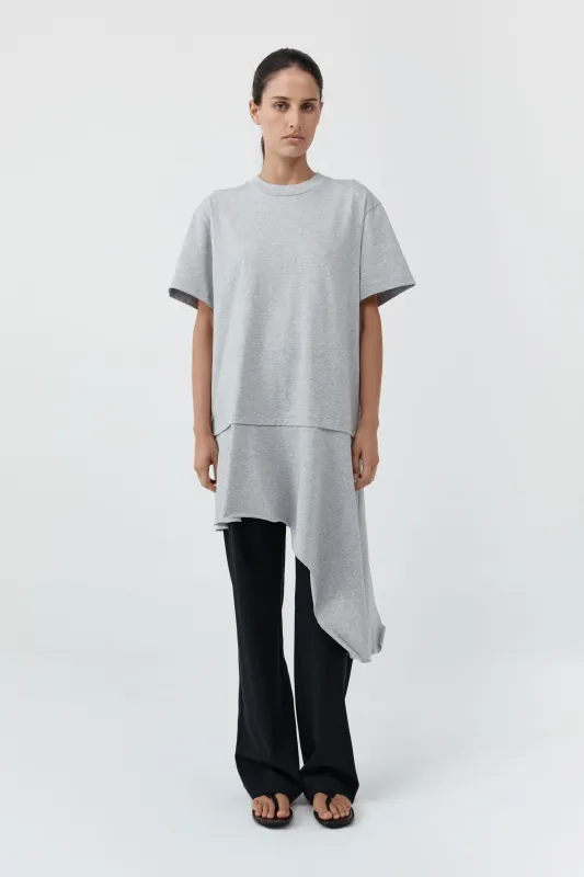 Layered Tee Mini Dress - Light Grey Marle made by St. Agni