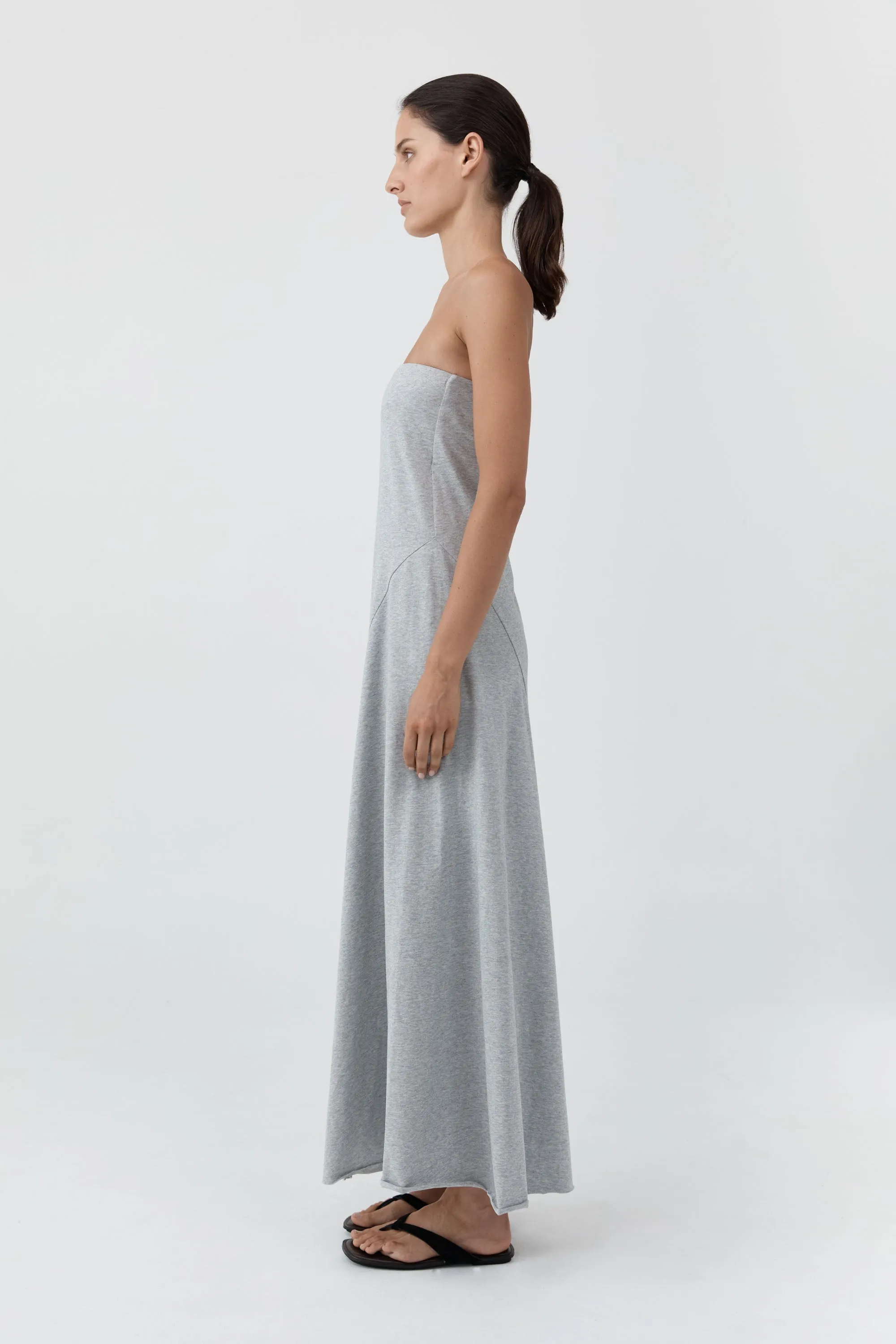 Strapless Cotton Jersey Dress - Light Grey Marle sold by St. Agni product image thumbnail 3