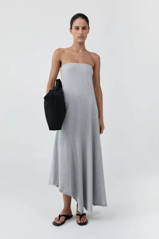 Strapless Cotton Jersey Dress - Light Grey Marle made by St. Agni