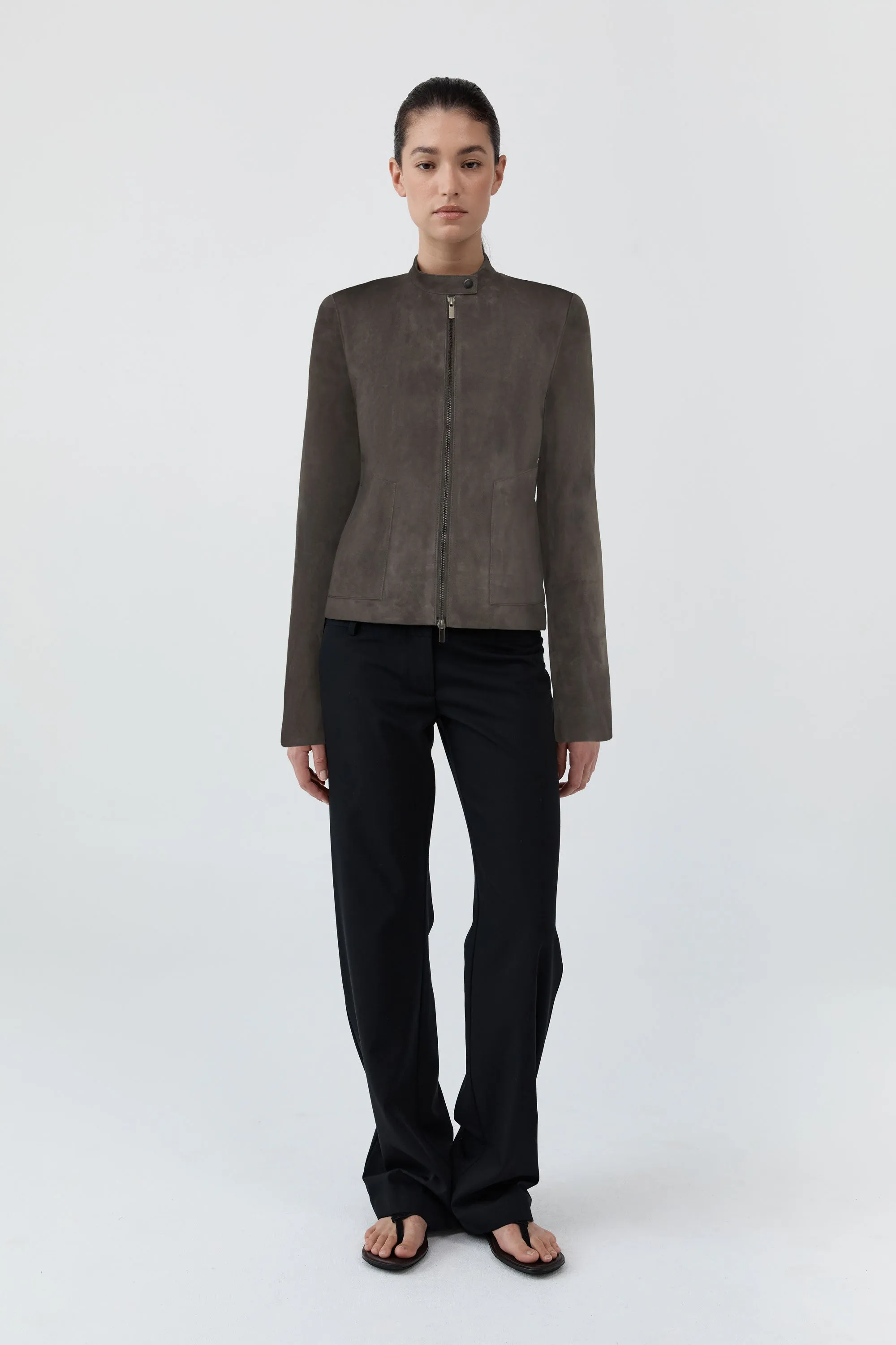 Suede Moto Jacket - Steel sold by St. Agni
