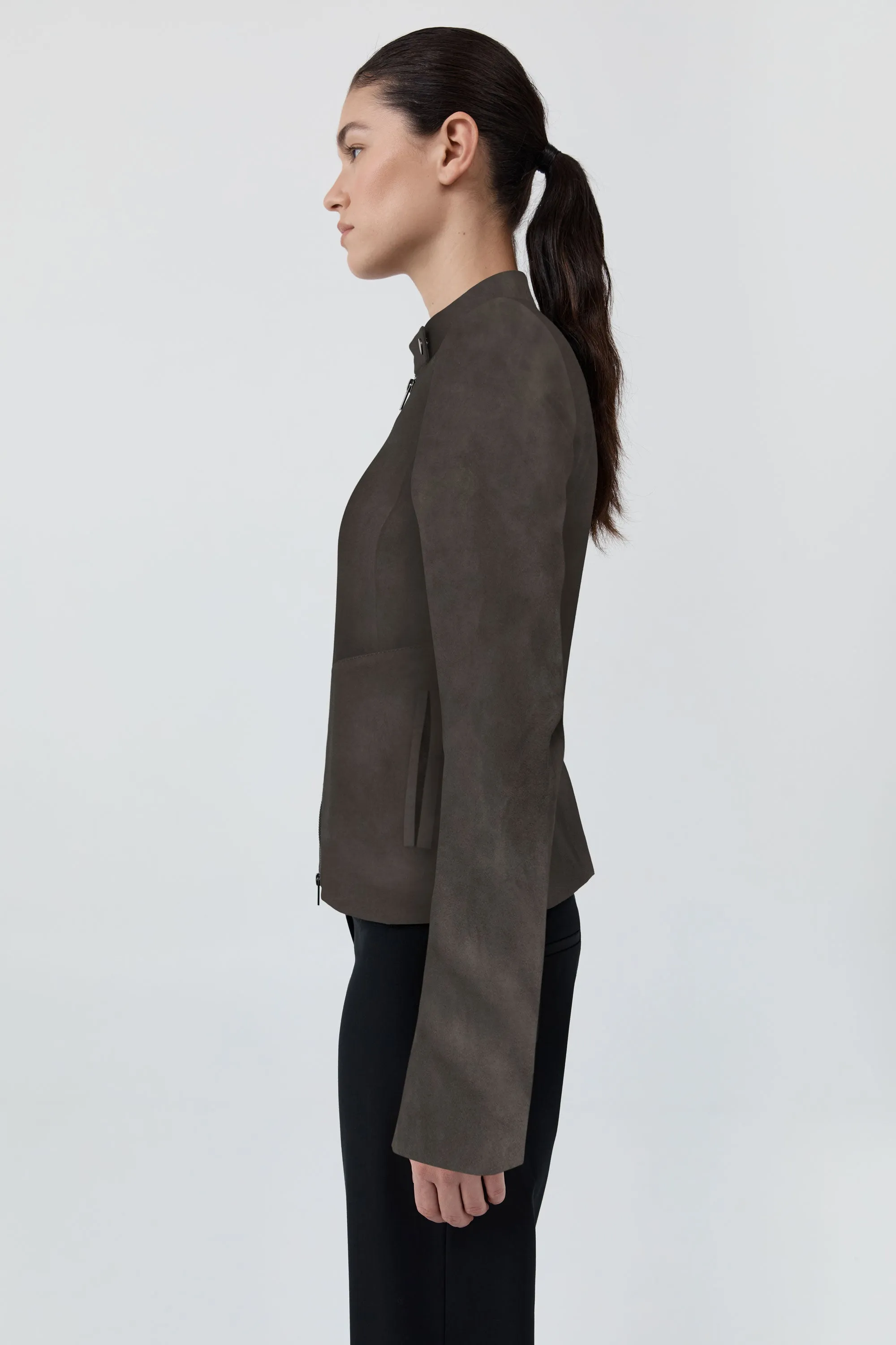 Suede Moto Jacket - Steel sold by St. Agni product image thumbnail 2