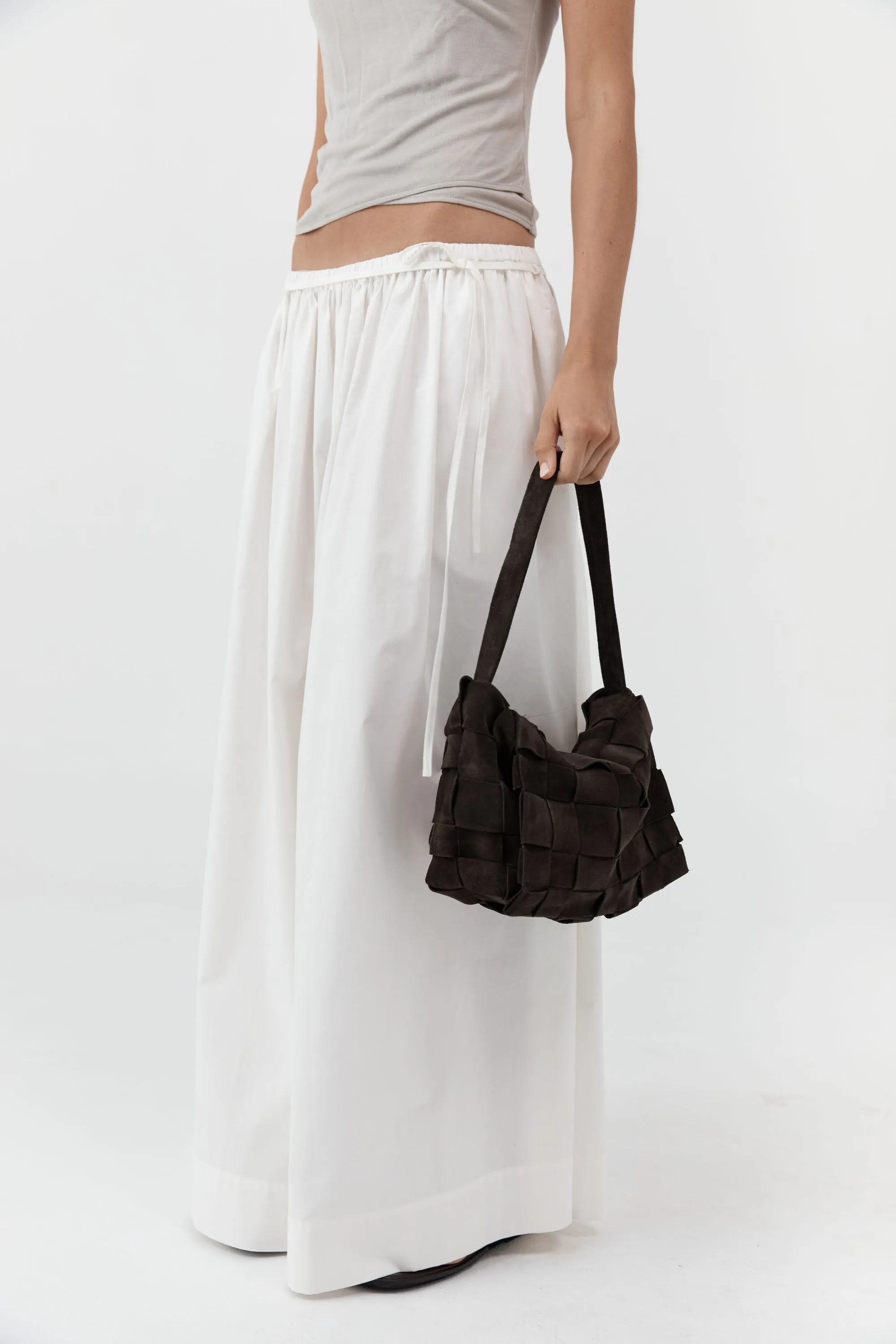 Suede Woven Envelope Mini Tote - Coffee sold by St. Agni product image thumbnail 2