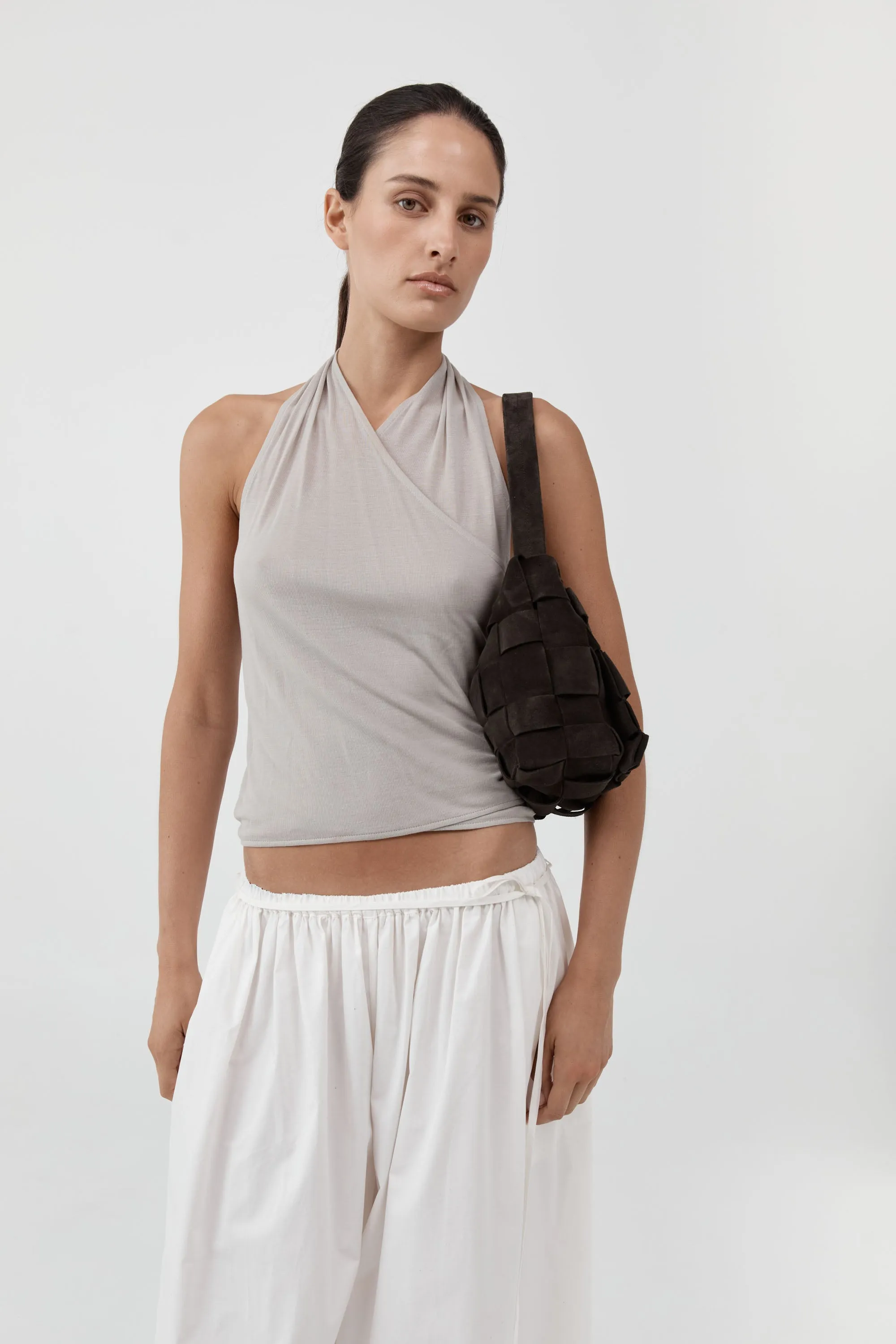 Suede Woven Envelope Mini Tote - Coffee sold by St. Agni product image thumbnail 3