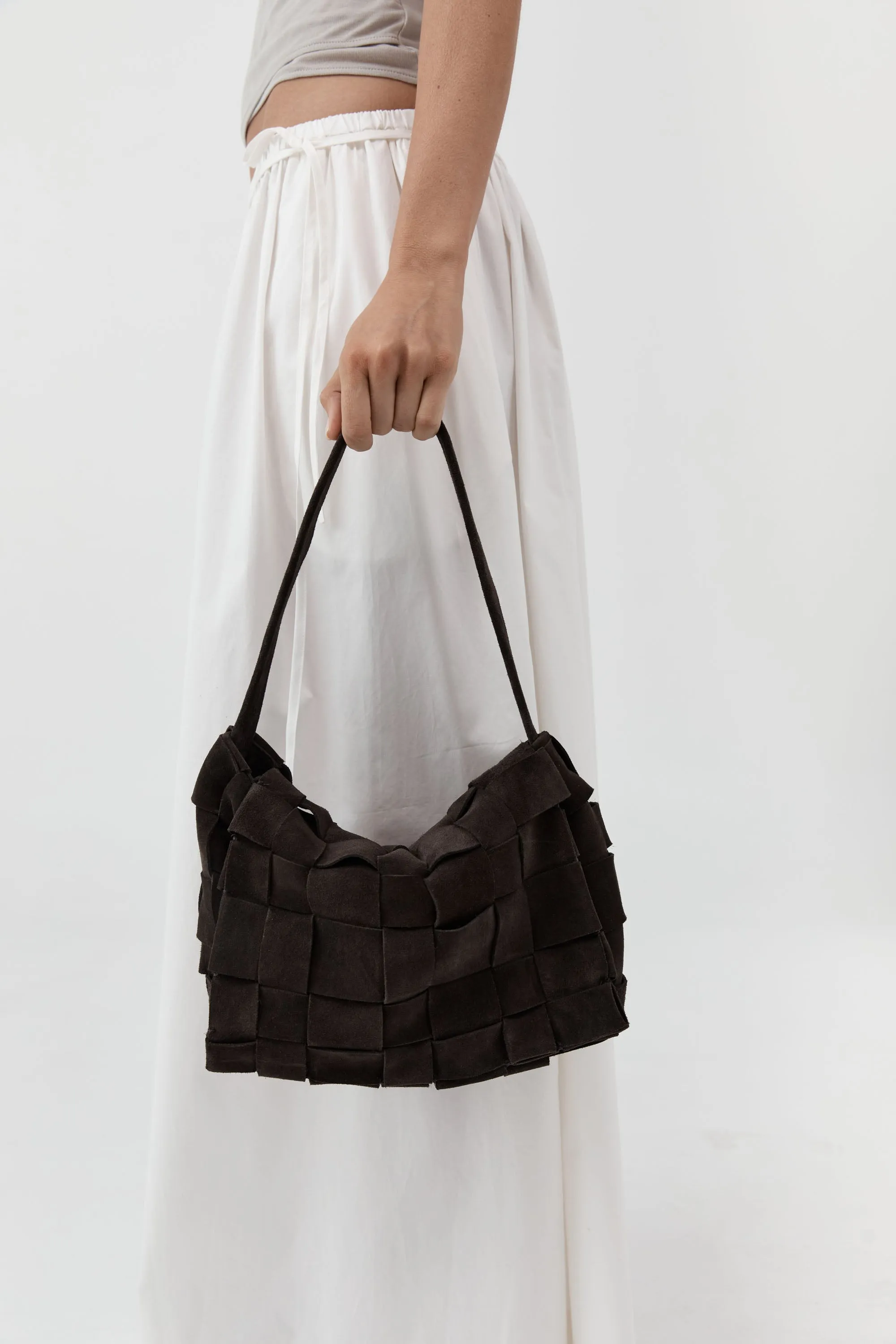 Suede Woven Envelope Mini Tote - Coffee sold by St. Agni product image thumbnail 5