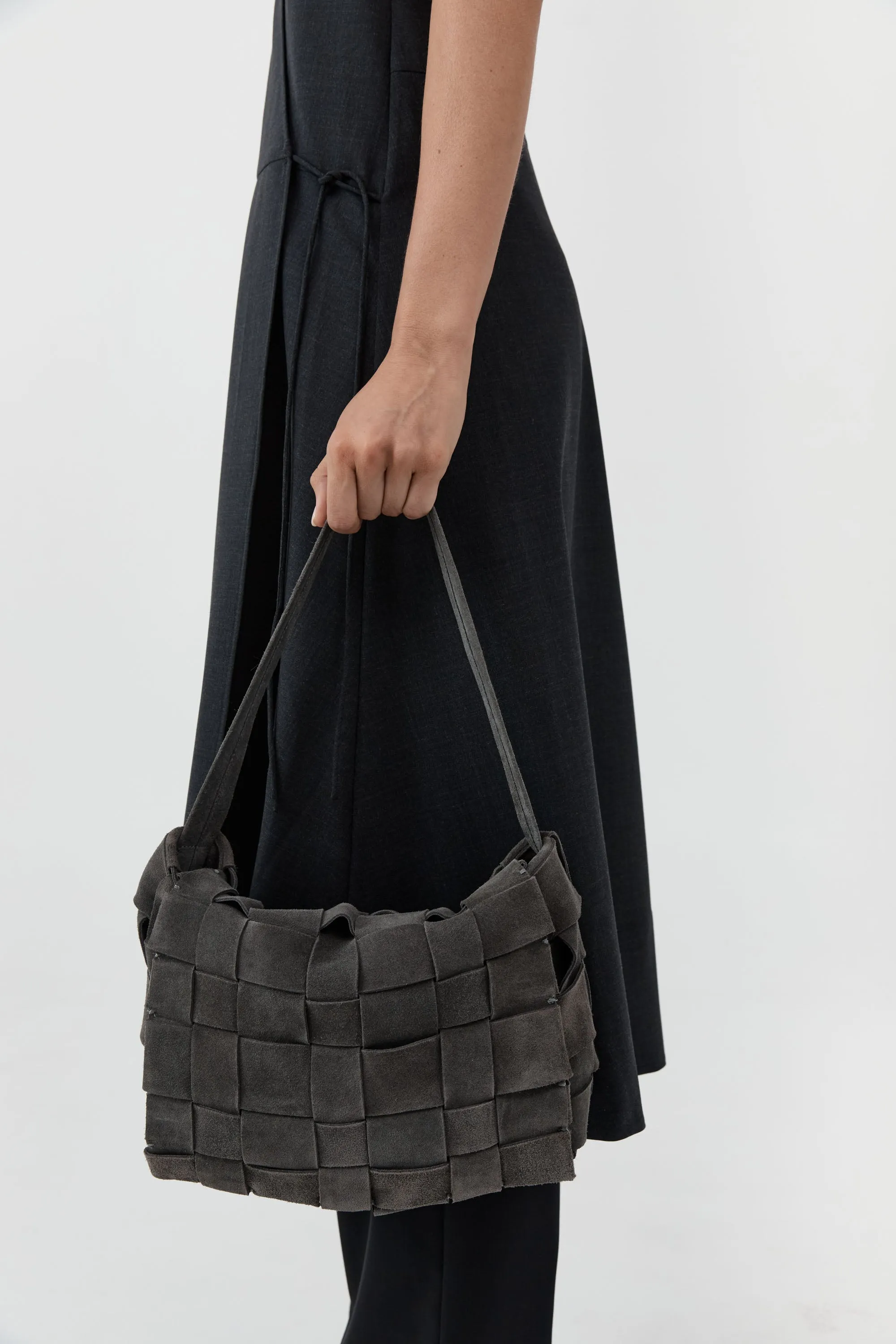 Suede Woven Envelope Mini Tote - Steel sold by St. Agni product image thumbnail 2