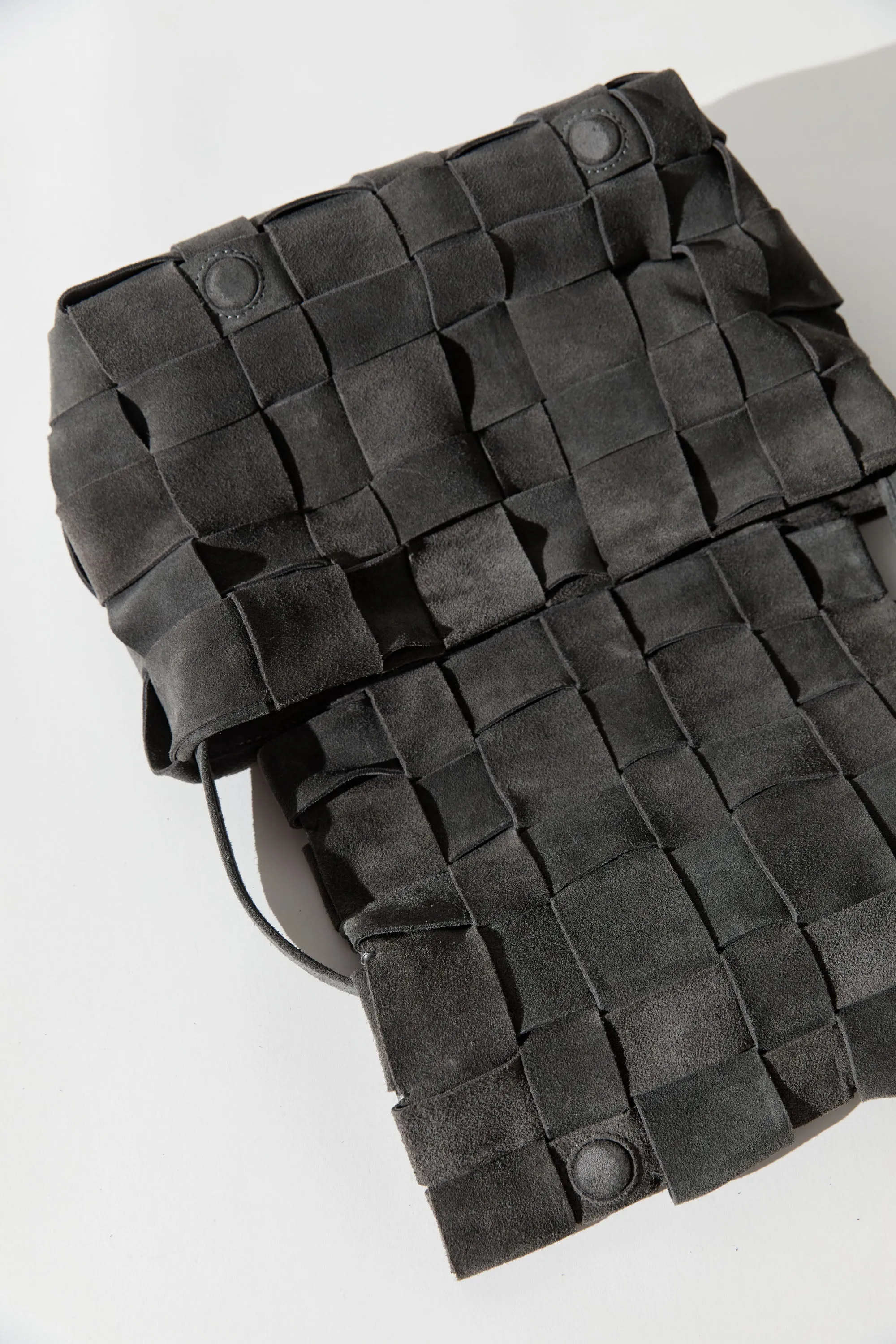 Suede Woven Envelope Mini Tote - Steel sold by St. Agni product image thumbnail 3