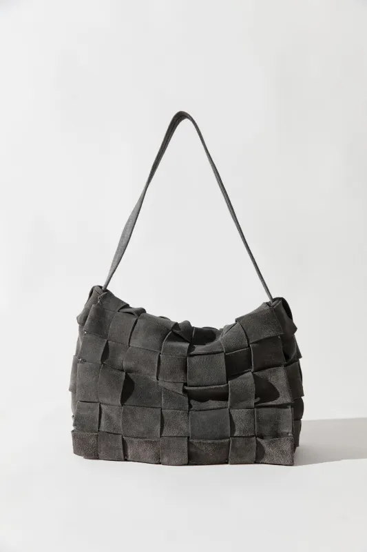 Suede Woven Envelope Mini Tote - Steel made by St. Agni