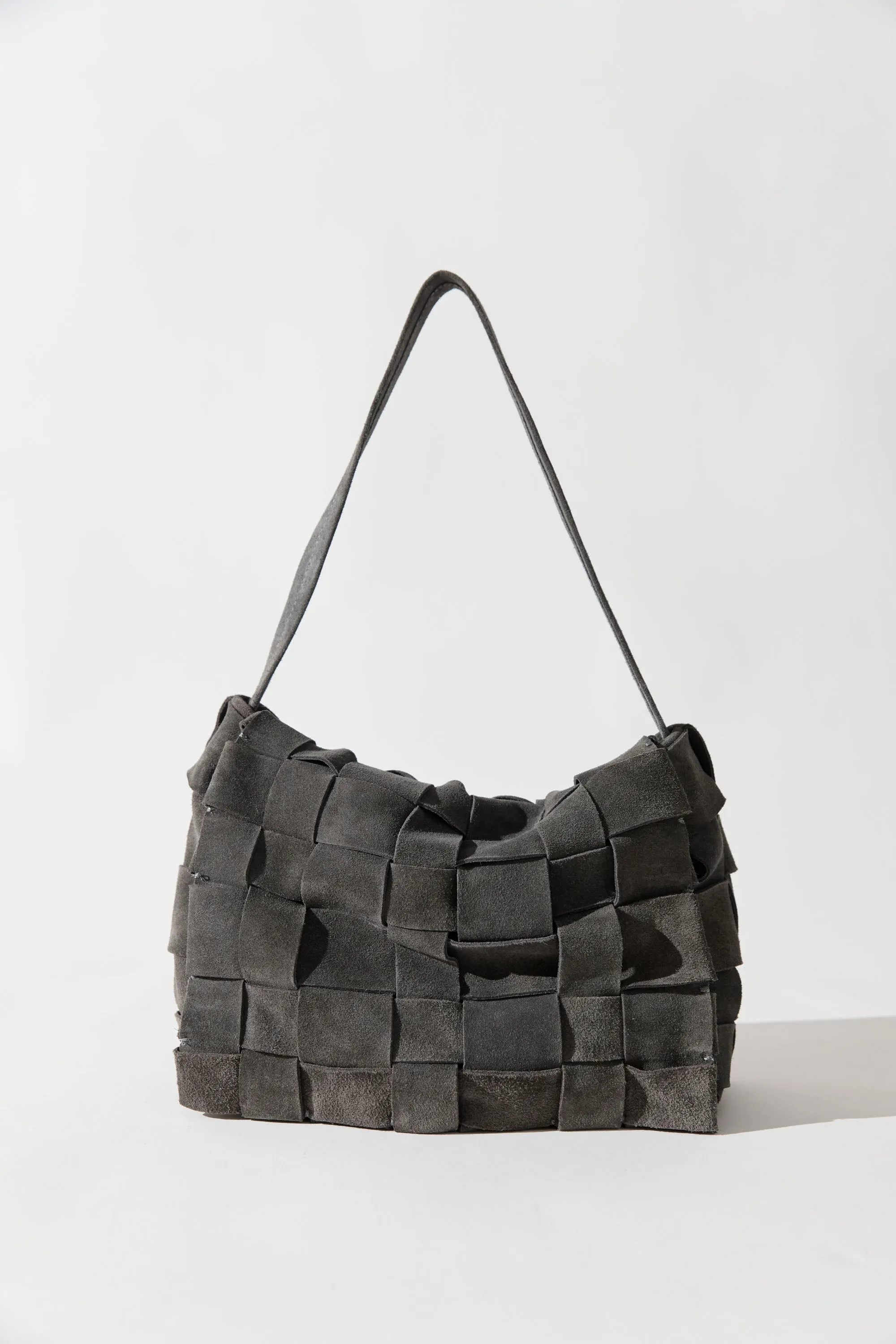 Suede Woven Envelope Mini Tote - Steel sold by St. Agni