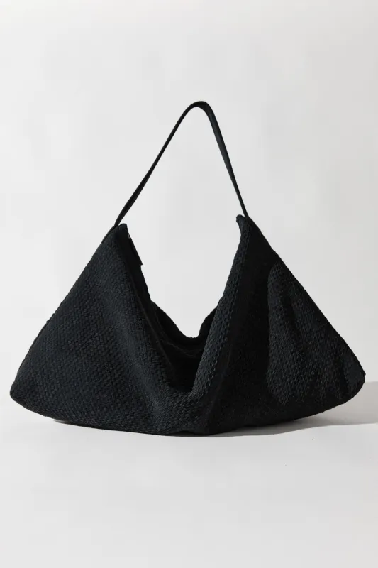 Suede Woven Hobo Bag - Washed Black made by St. Agni