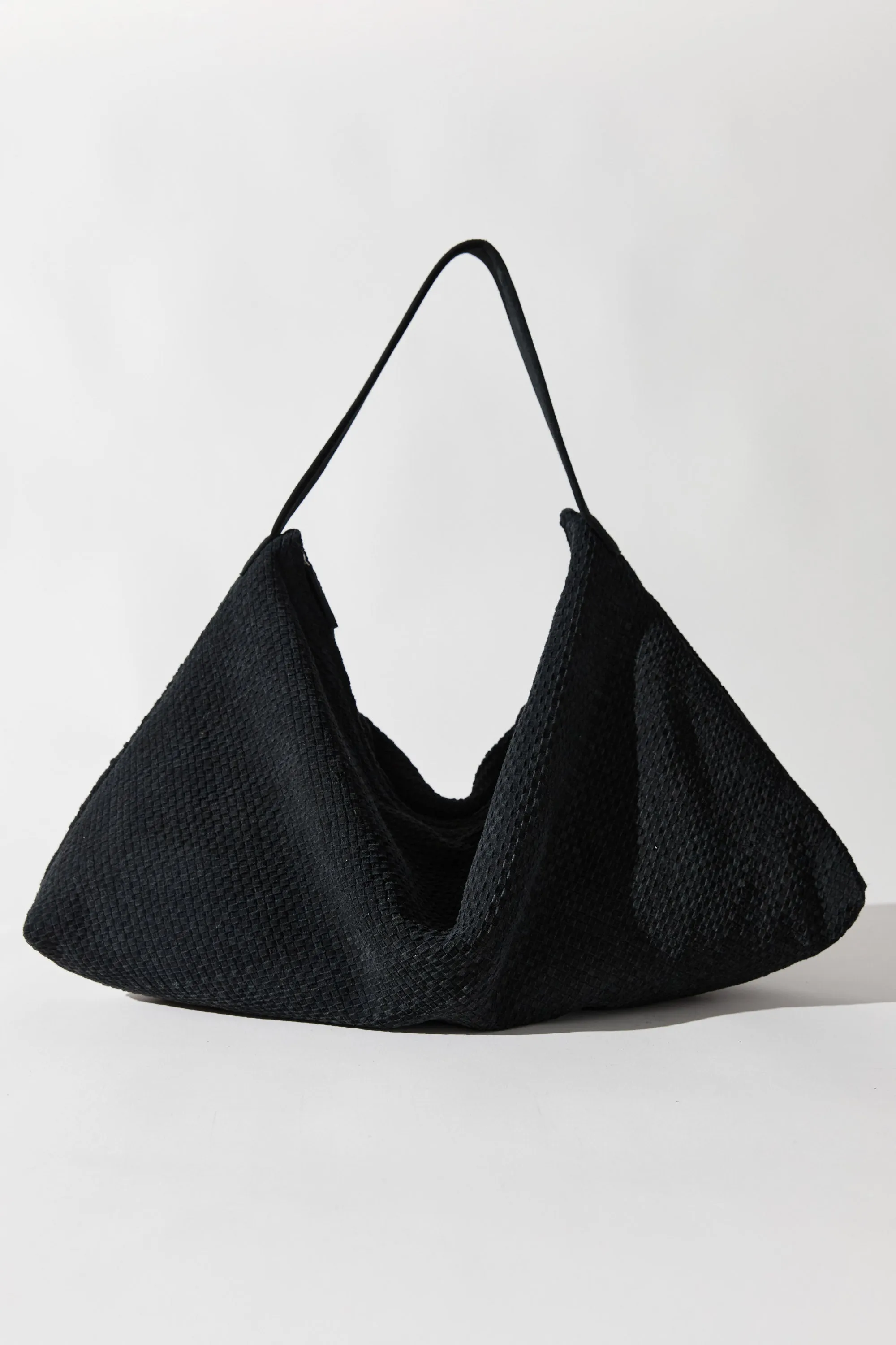 Suede Woven Hobo Bag - Washed Black sold by St. Agni