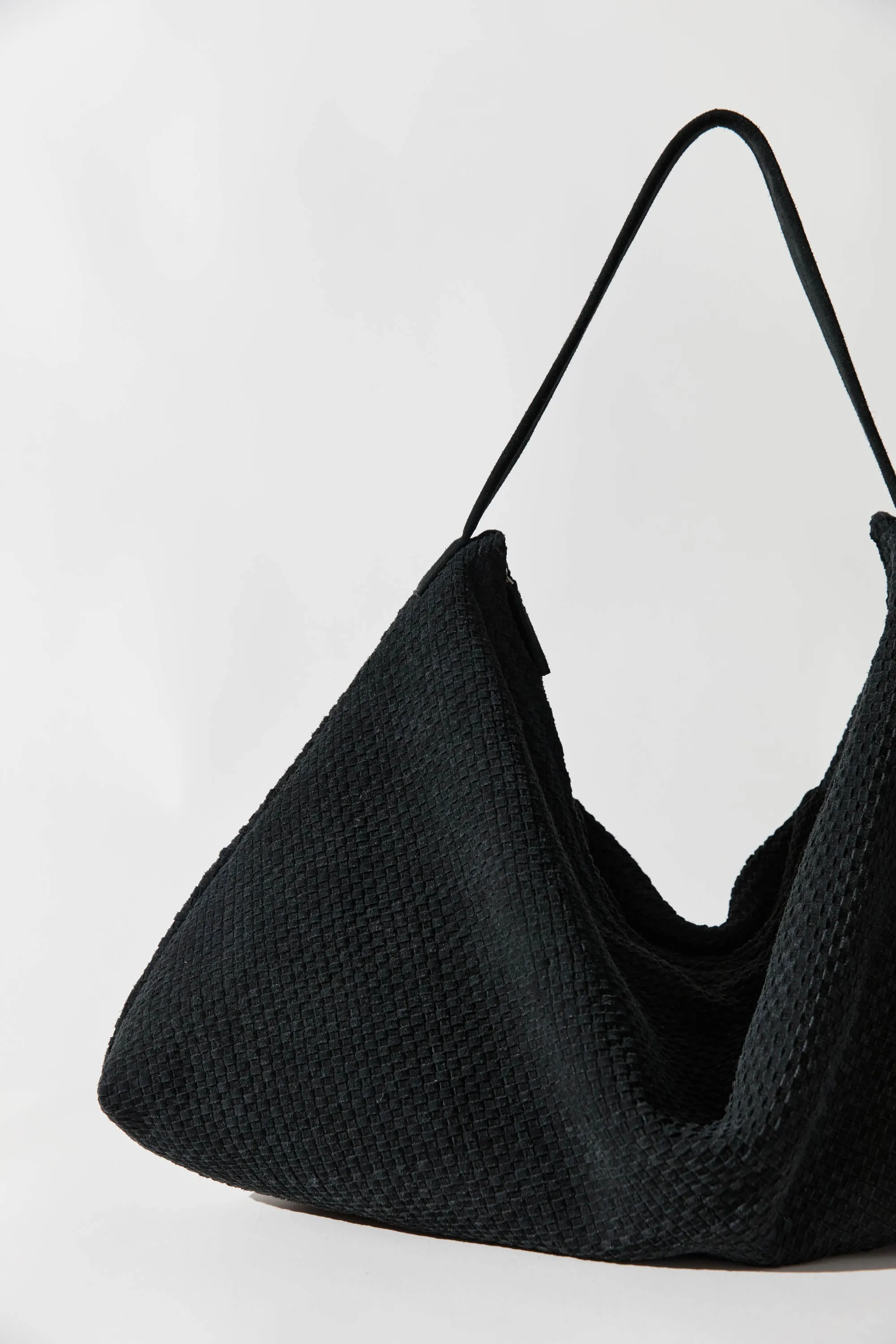 Suede Woven Hobo Bag - Washed Black sold by St. Agni product image thumbnail 4
