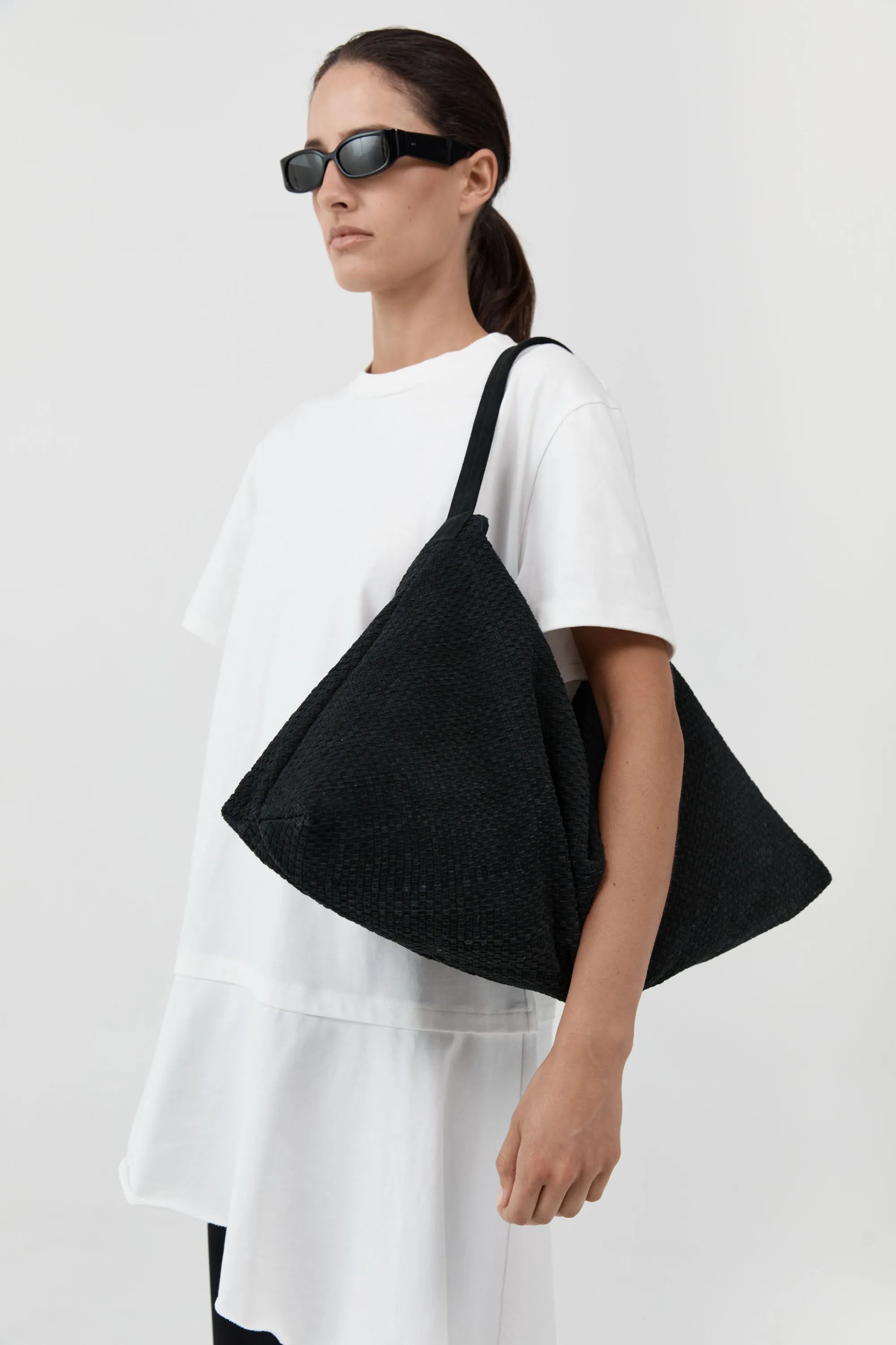Suede Woven Hobo Bag - Washed Black sold by St. Agni product image thumbnail 5