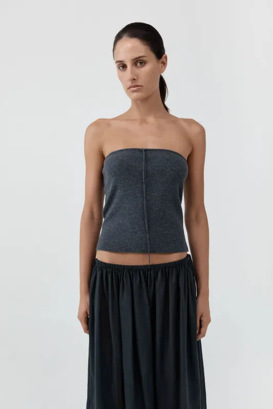 Wool Strapless Top - Iron Melange made by St. Agni