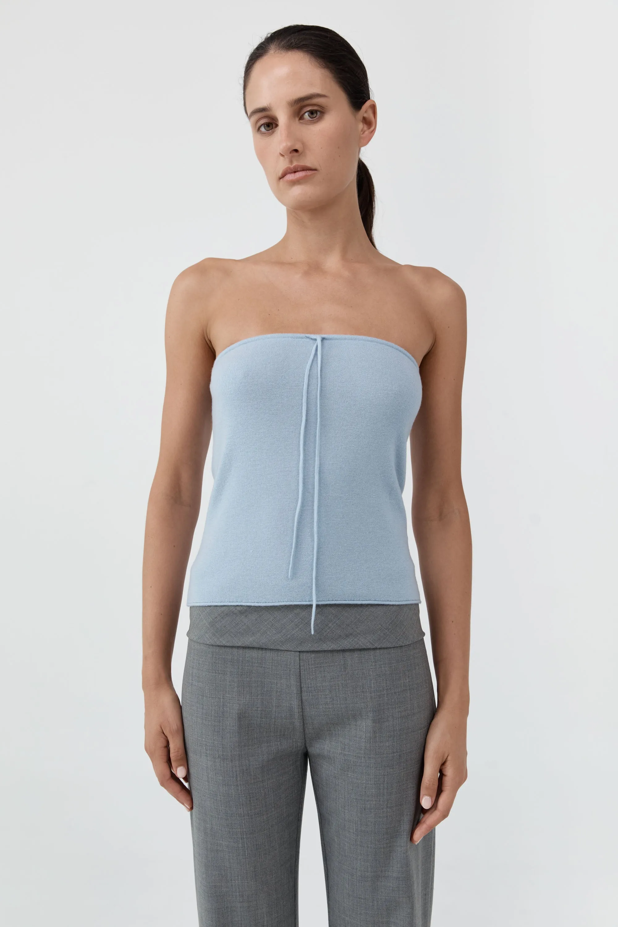 Wool Strapless Top - Light Steel sold by St. Agni