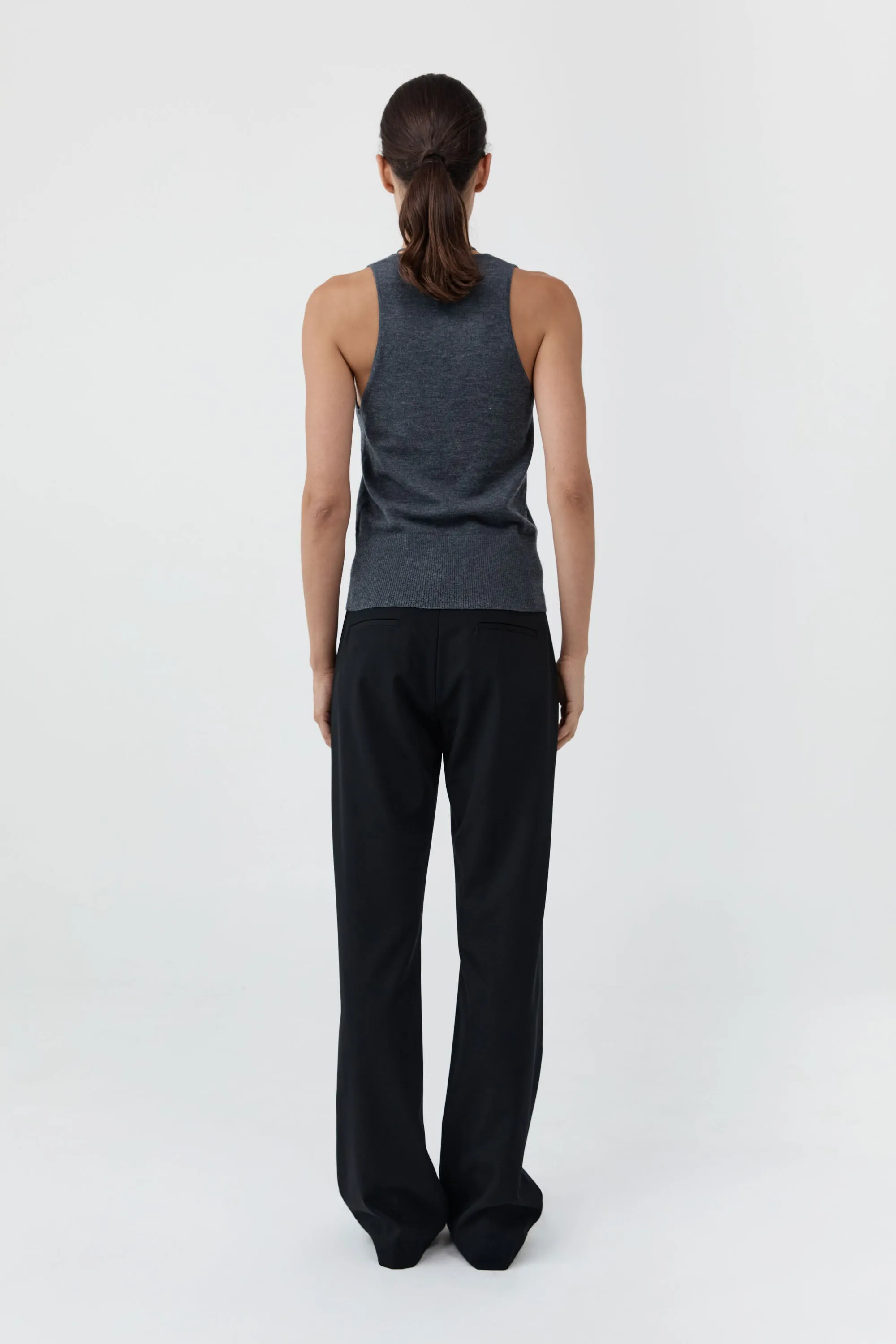 Plunge Rouleau Knit Tie Top - Iron Melange sold by St. Agni product image thumbnail 4