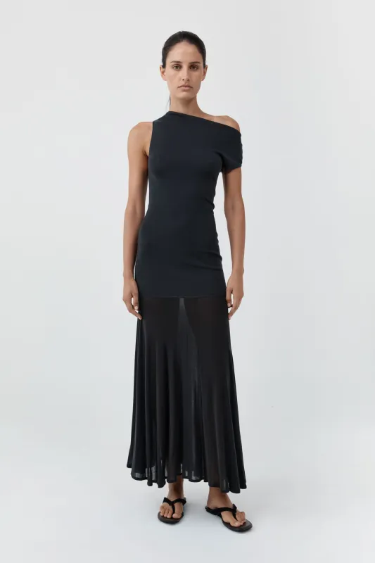 Fine Jersey Circle Hem Dress - Charcoal made by St. Agni