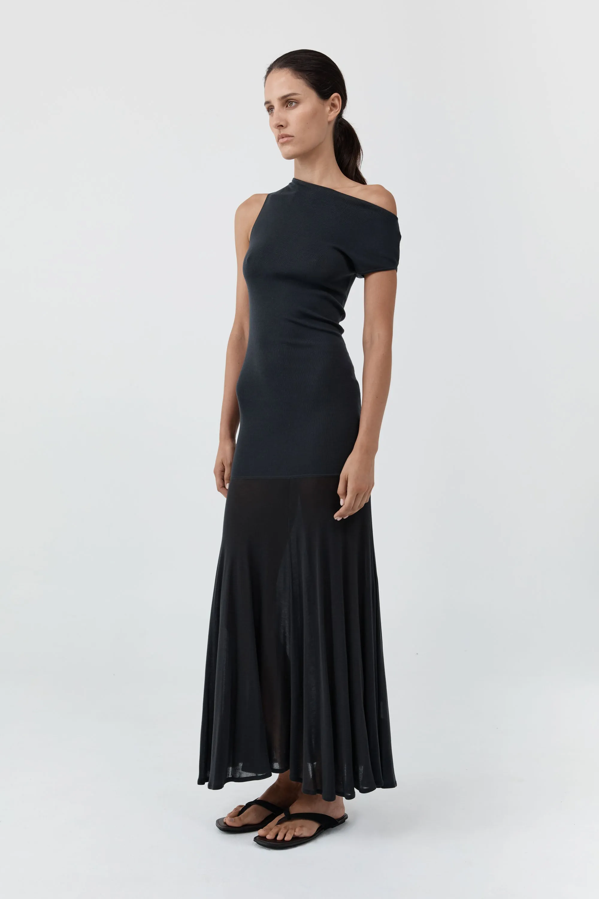 Fine Jersey Circle Hem Dress - Charcoal sold by St. Agni product image thumbnail 3