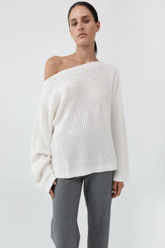 Relaxed Bateau Jumper - Off White made by St. Agni