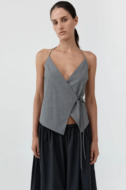 Wool Rouleau Halter Top - Pumice made by St. Agni
