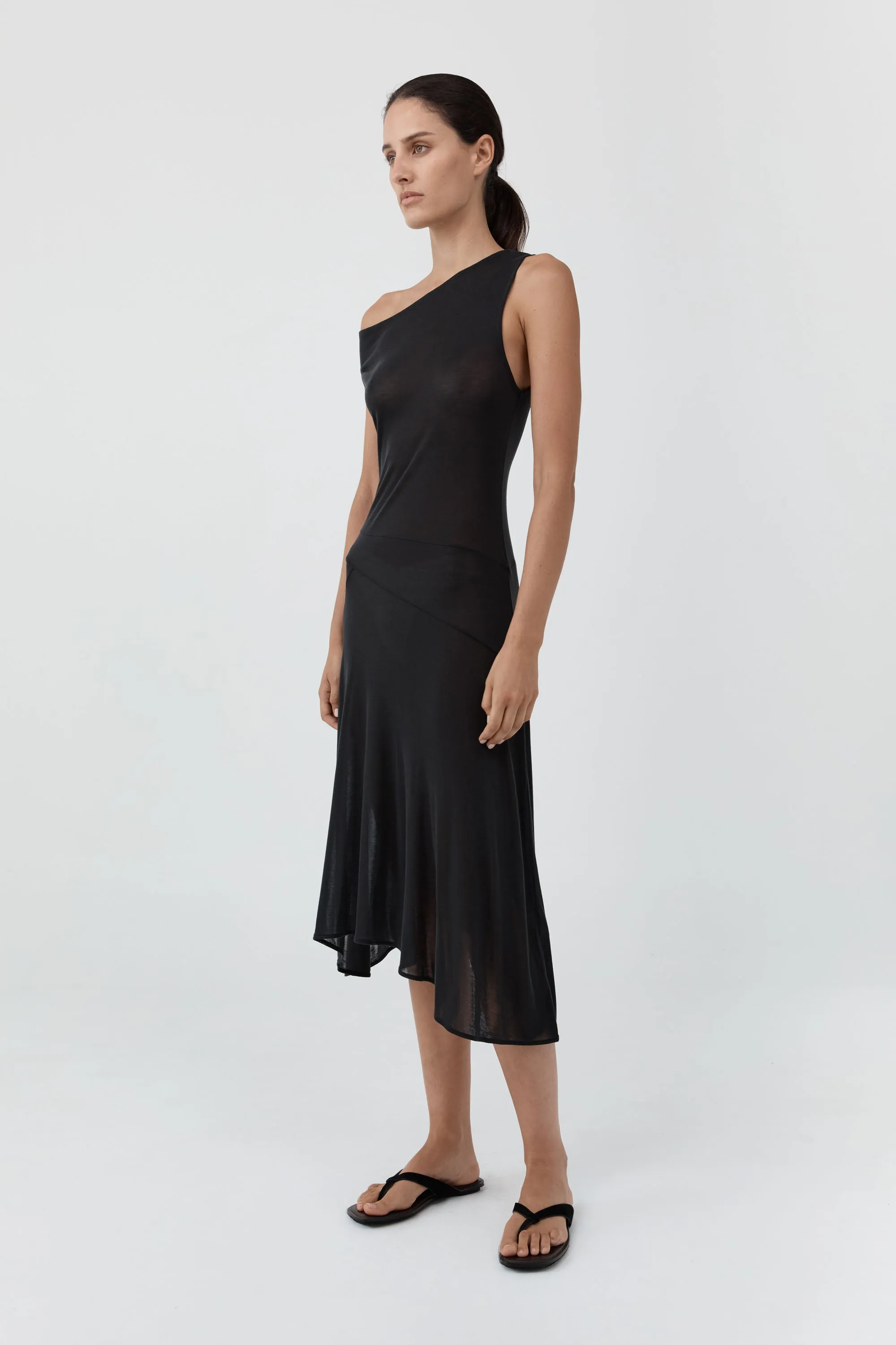 Fine Jersey Off Shoulder Dress - Charcoal sold by St. Agni product image thumbnail 3