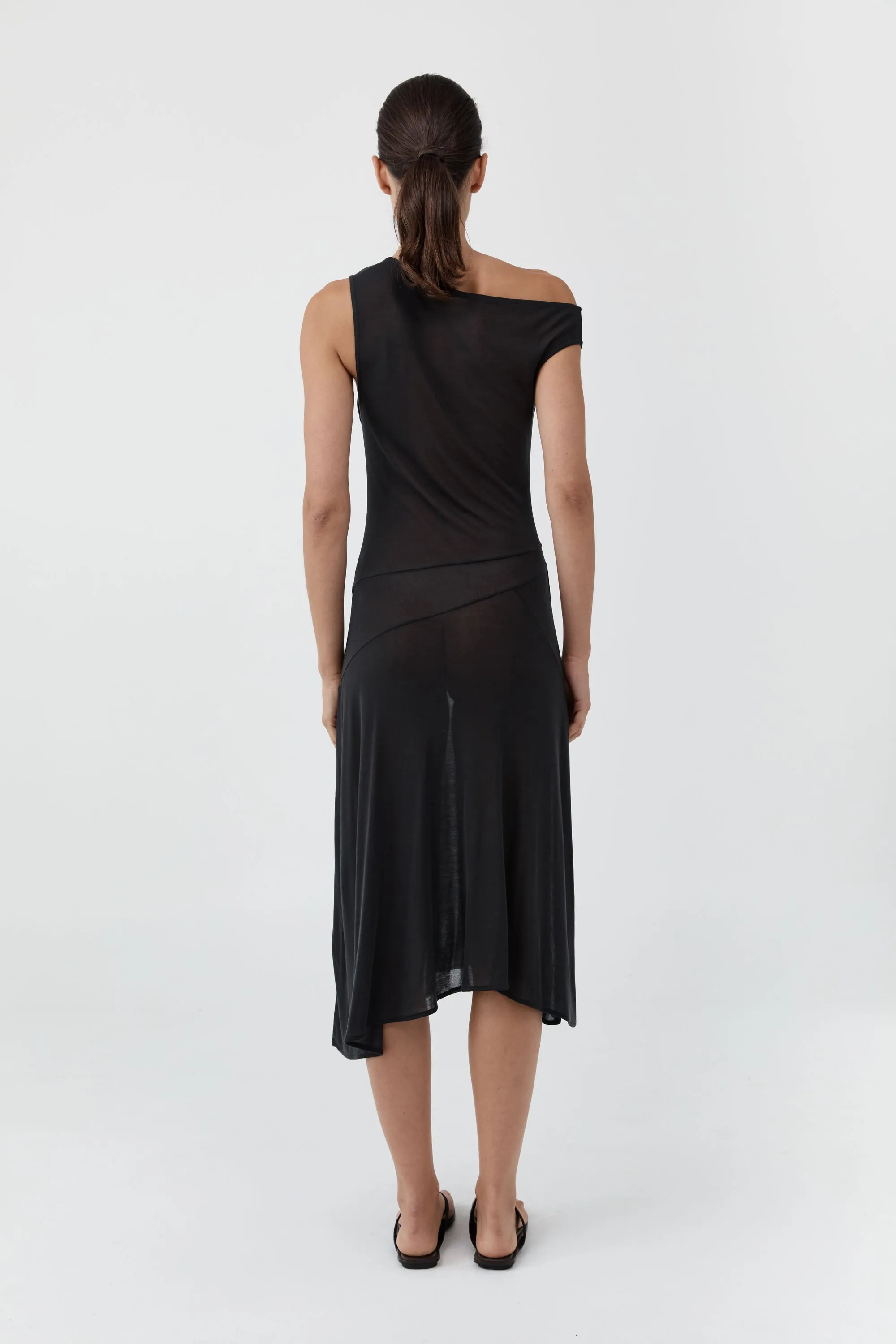 Fine Jersey Off Shoulder Dress - Charcoal sold by St. Agni product image thumbnail 4