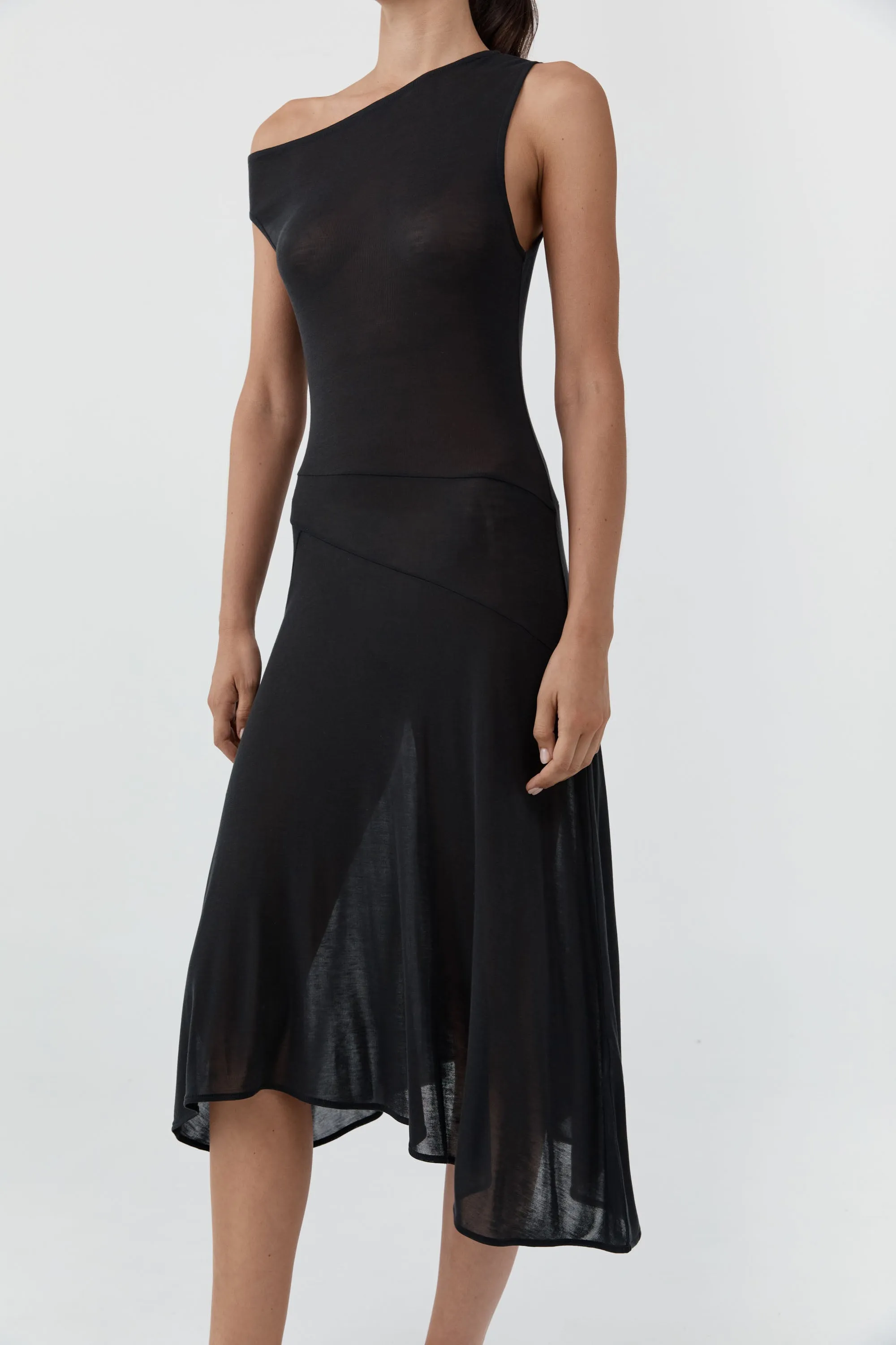 Fine Jersey Off Shoulder Dress - Charcoal sold by St. Agni product image thumbnail 5