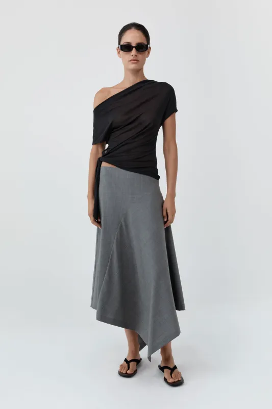 Fine Jersey Off Shoulder Top - Charcoal made by St. Agni