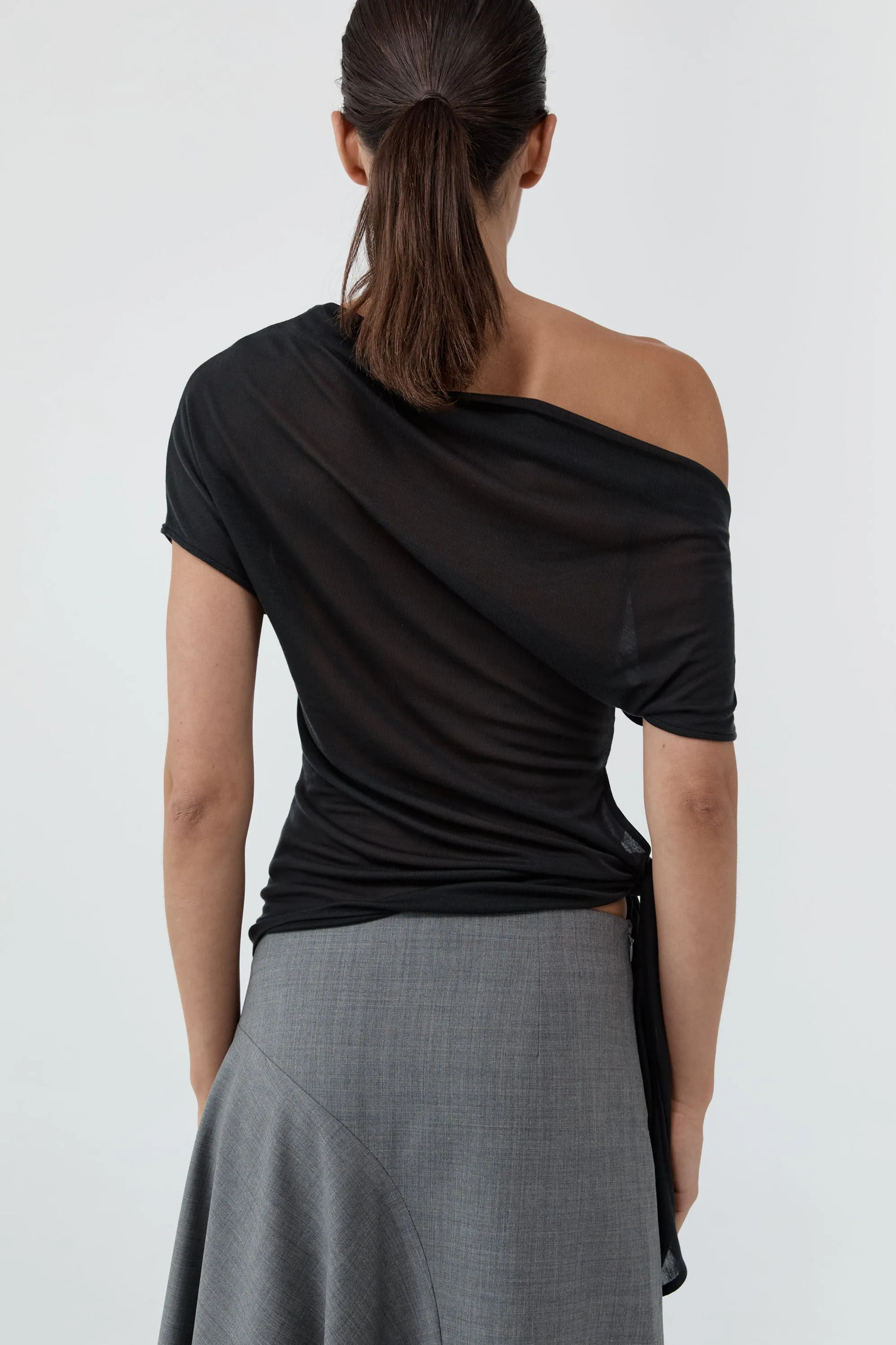 Fine Jersey Off Shoulder Top - Charcoal sold by St. Agni product image thumbnail 4