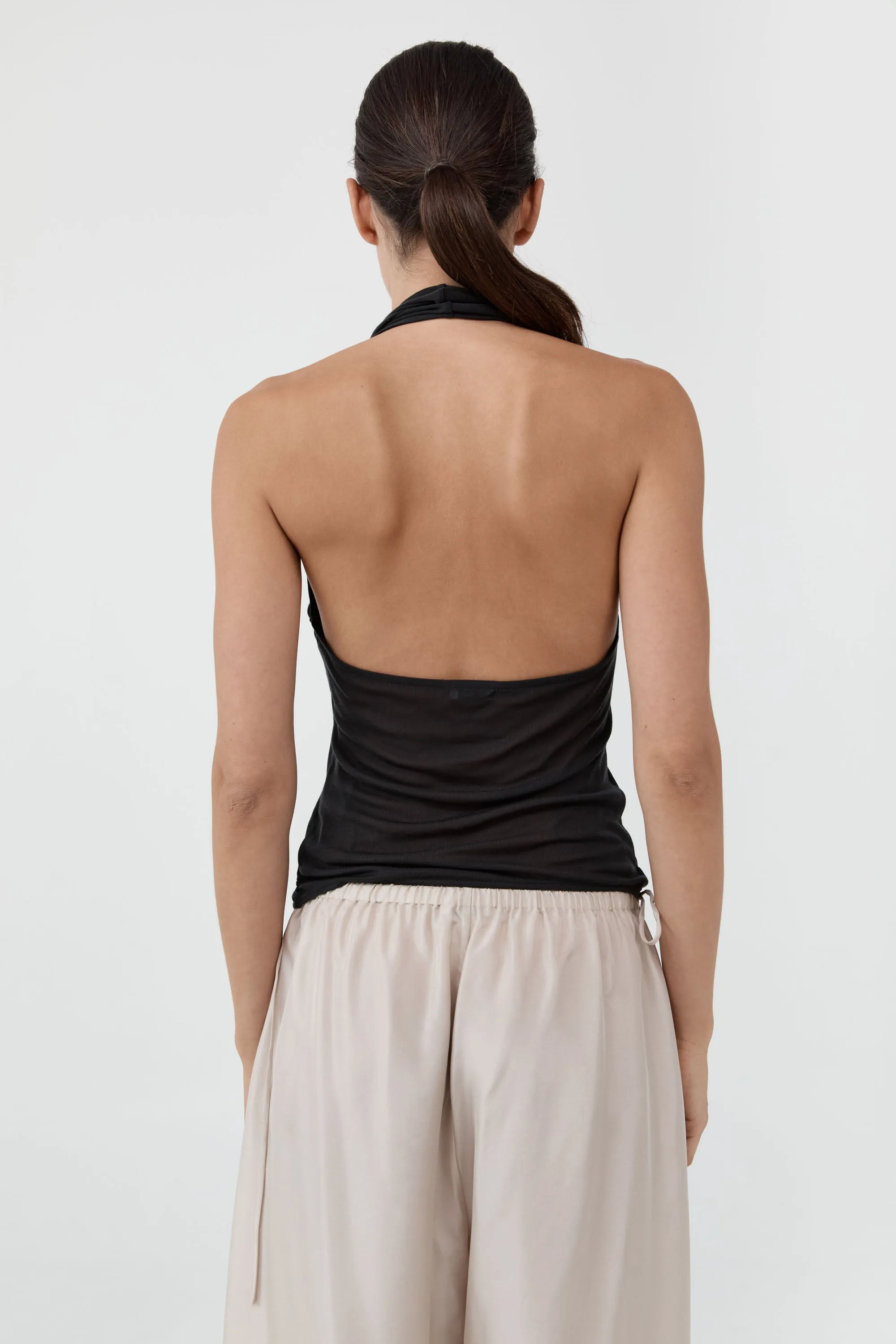 Fine Jersey Wrap Halter Top - Charcoal sold by St. Agni product image thumbnail 5