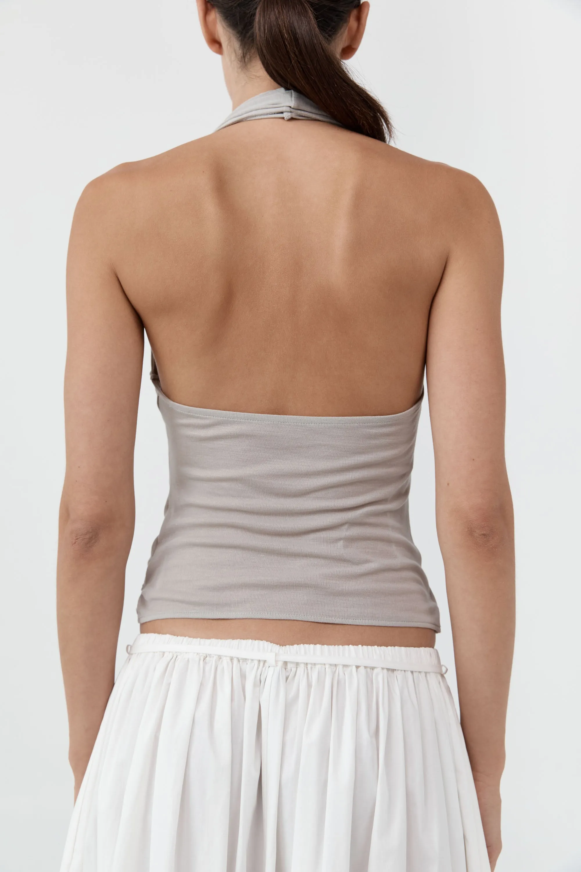Fine Jersey Wrap Halter Top - Soft Ash sold by St. Agni product image thumbnail 4