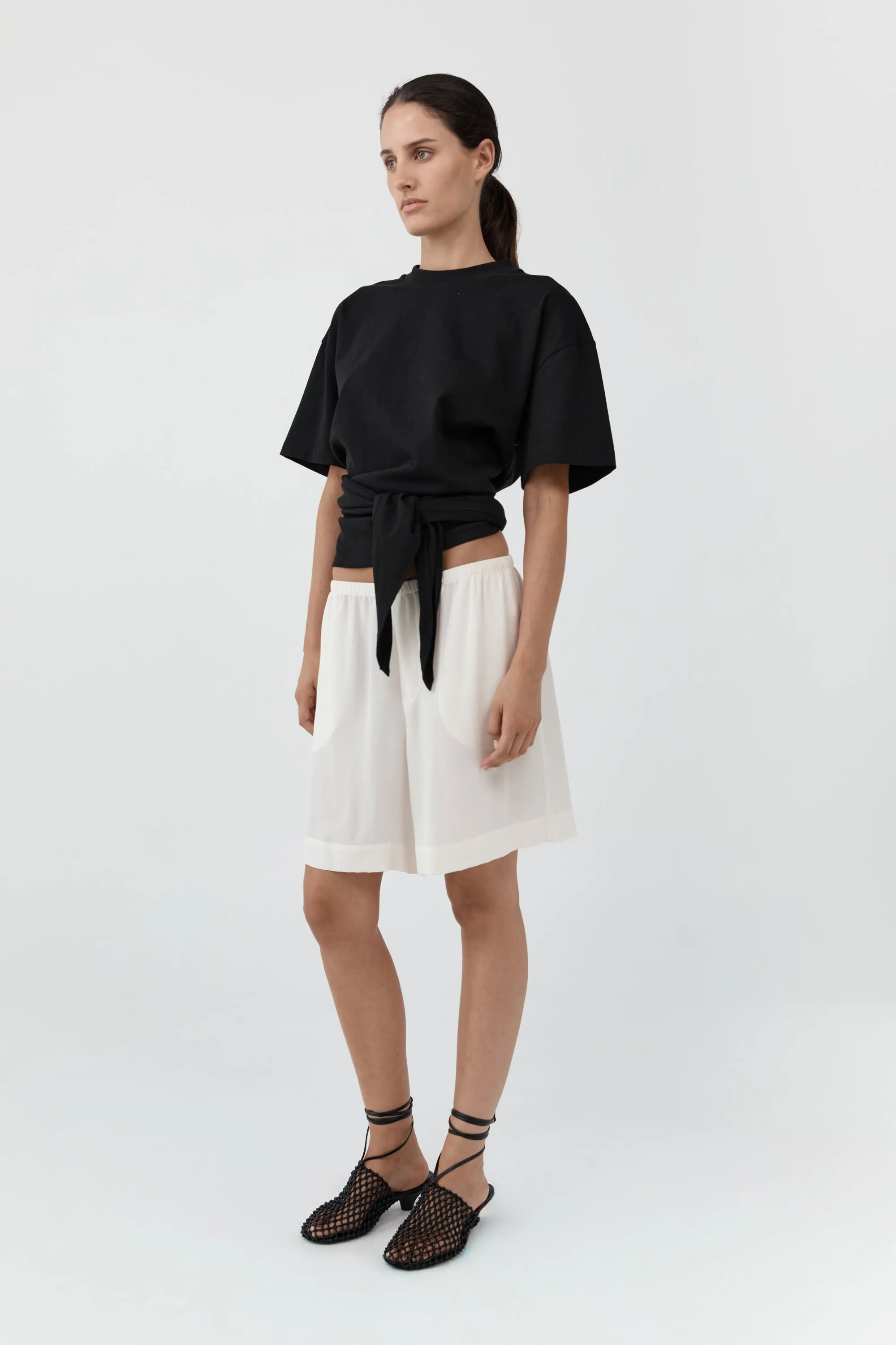 Silk Everyday Relaxed Shorts - Tofu sold by St. Agni product image thumbnail 3