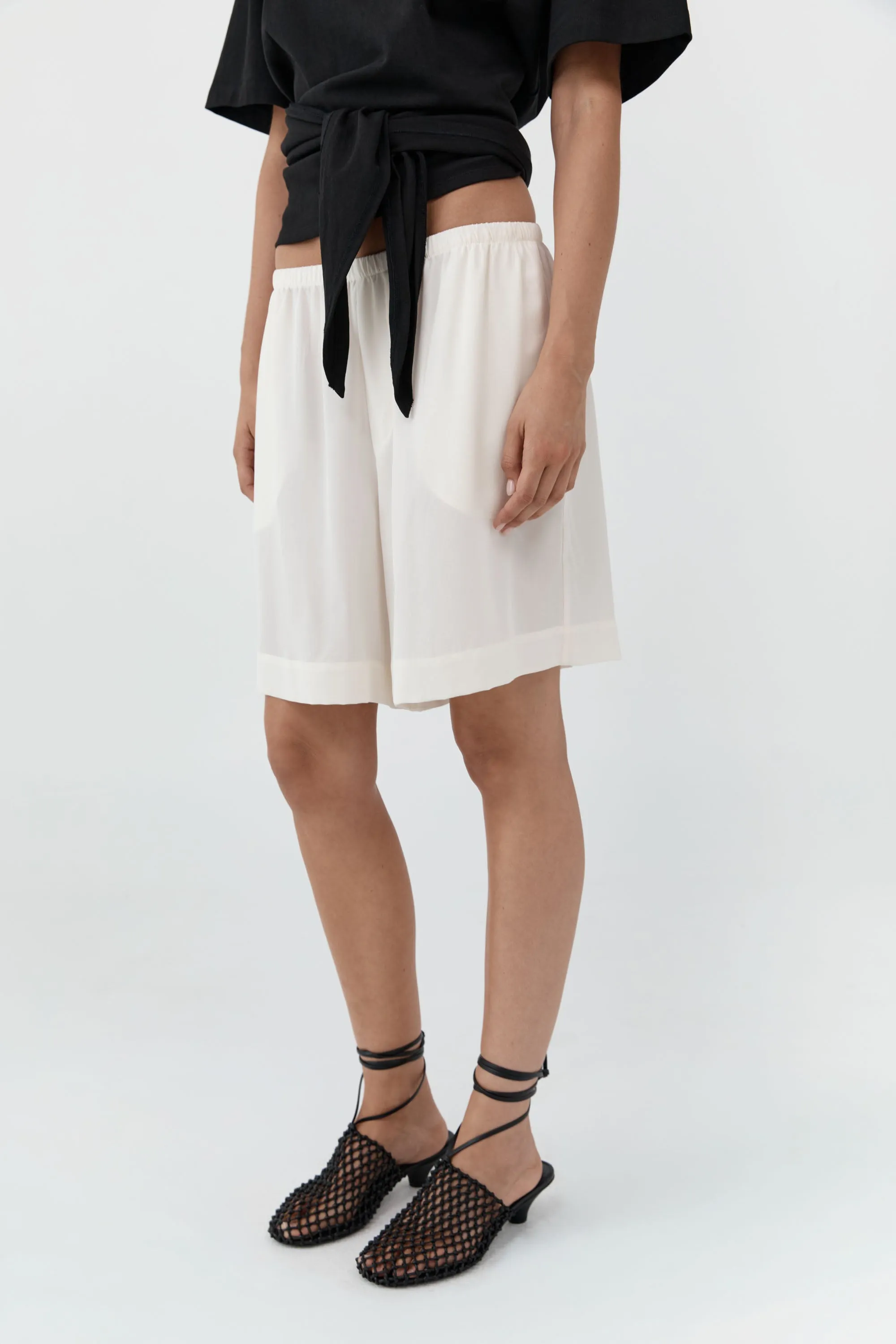 Silk Everyday Relaxed Shorts - Tofu sold by St. Agni product image thumbnail 5