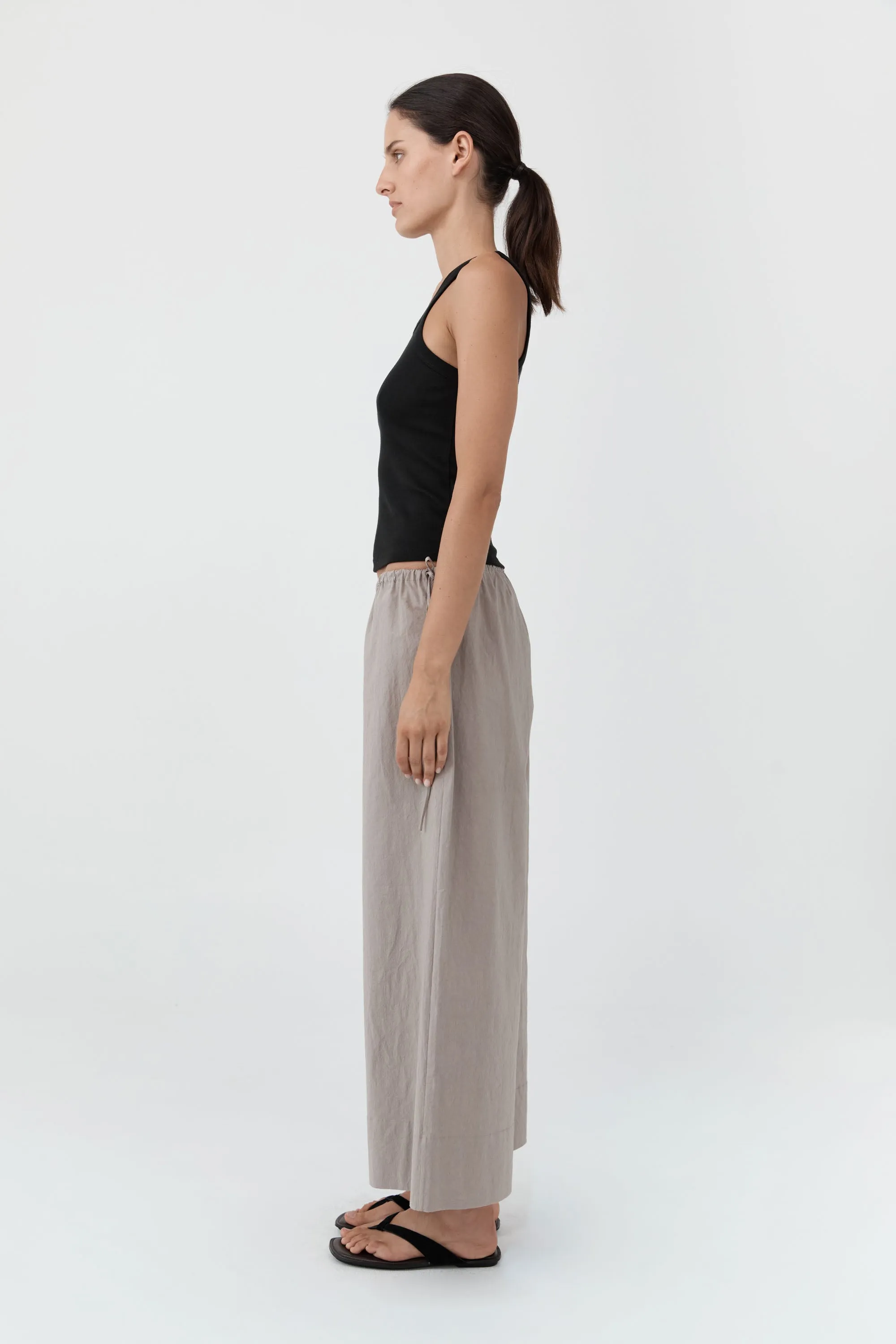 Technical Cotton Cropped Drawstring Pants - Grey Stone sold by St. Agni product image thumbnail 3