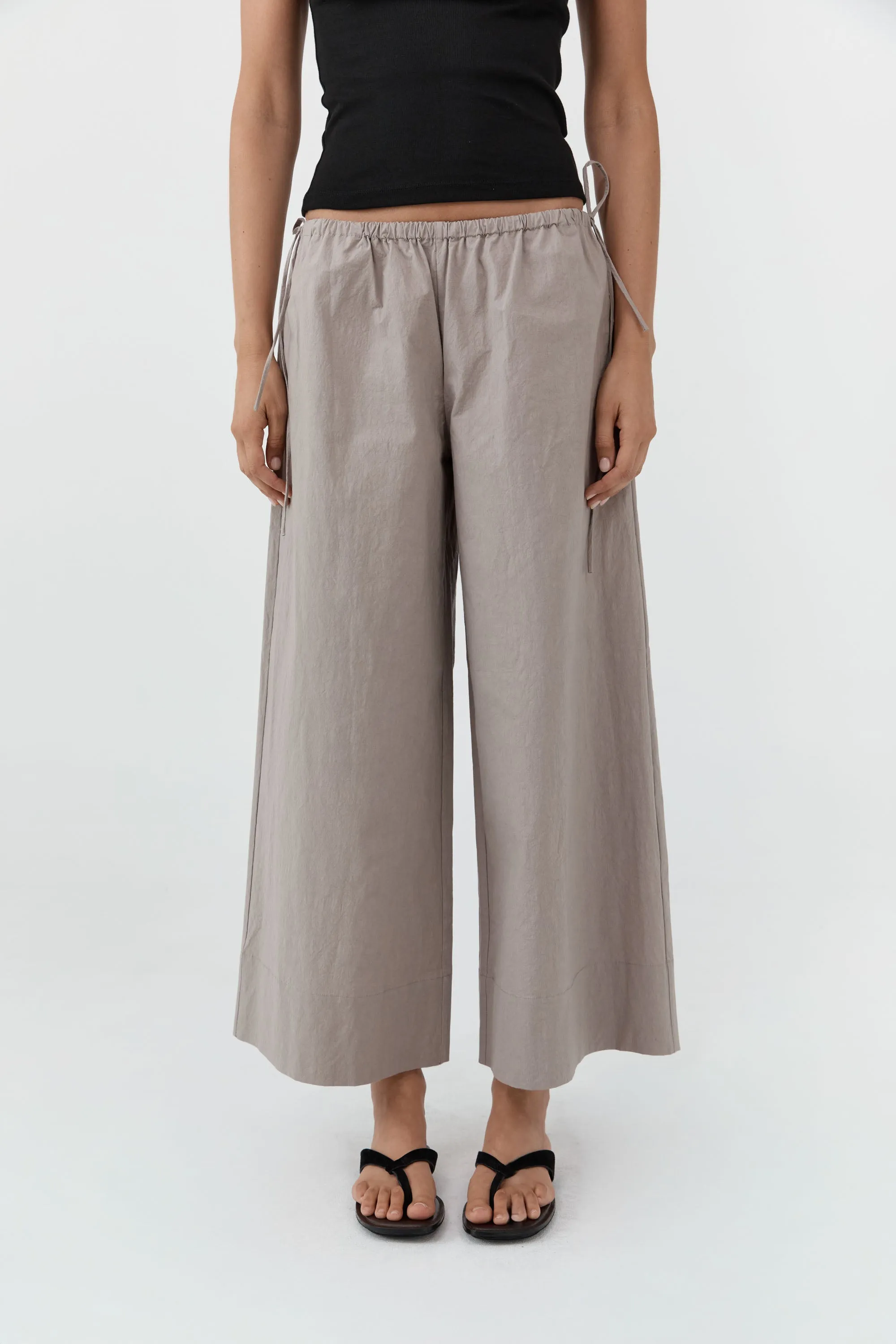 Technical Cotton Cropped Drawstring Pants - Grey Stone sold by St. Agni product image thumbnail 2