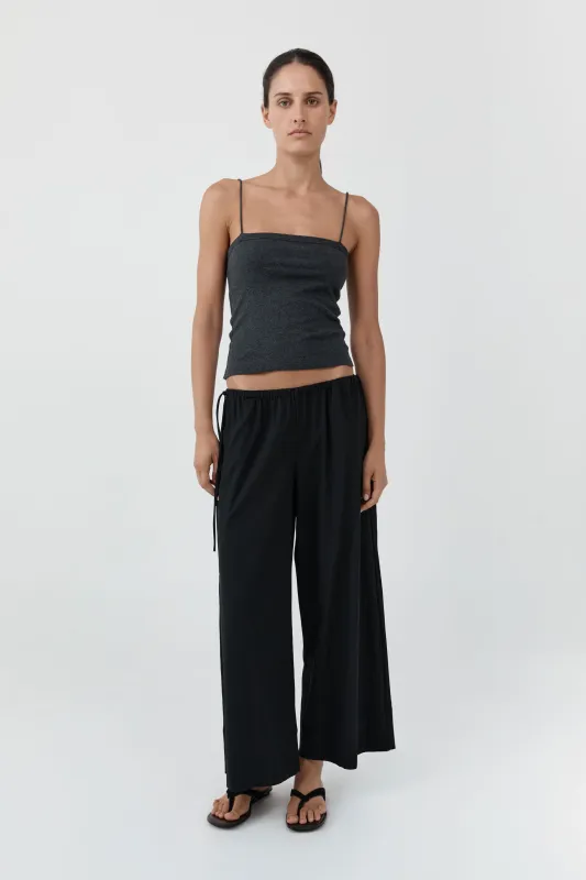 Cropped Drawstring Pants - Black made by St. Agni