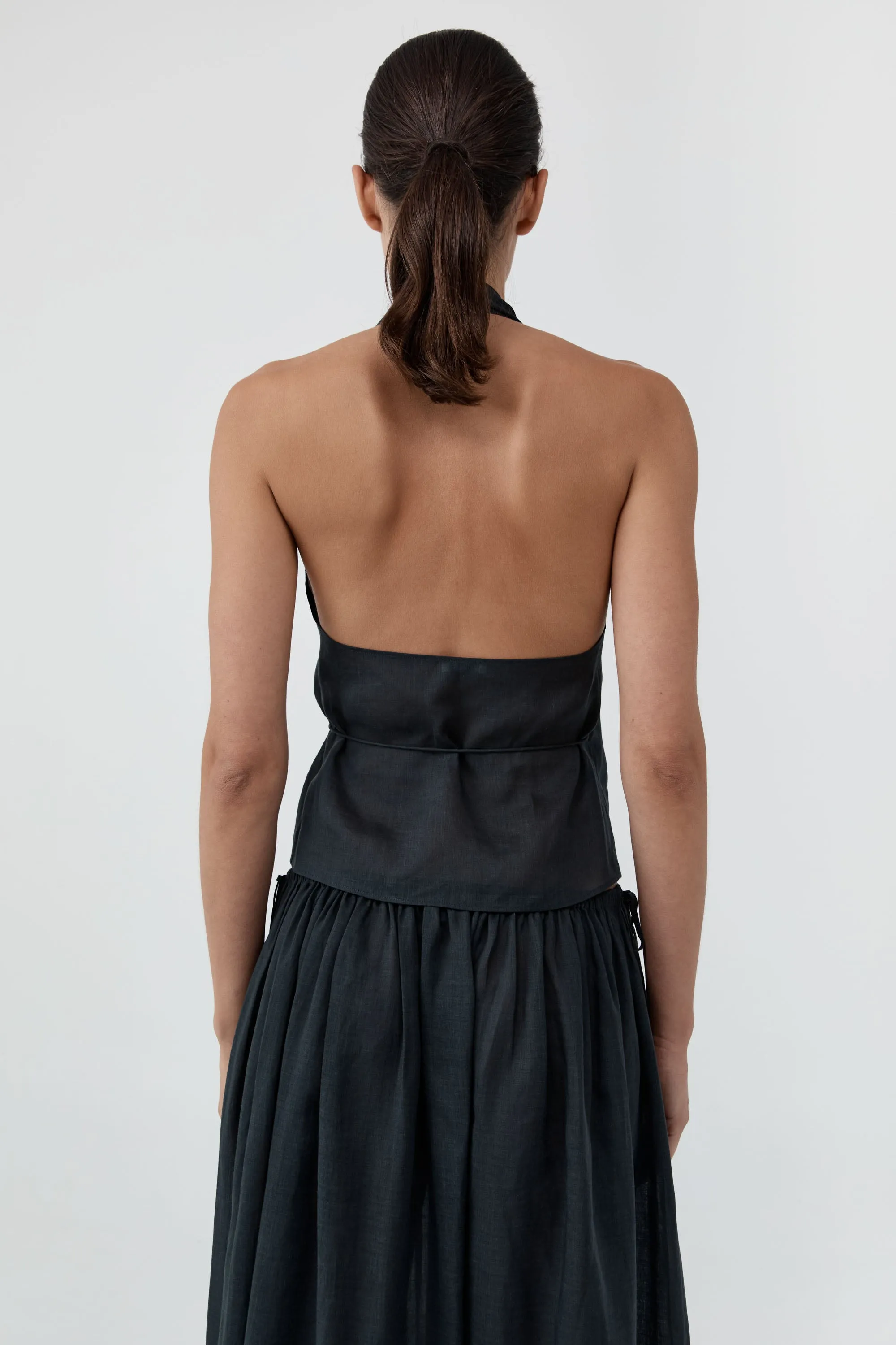 Transparent Wrap Halter Top - Black sold by St. Agni product image thumbnail 4