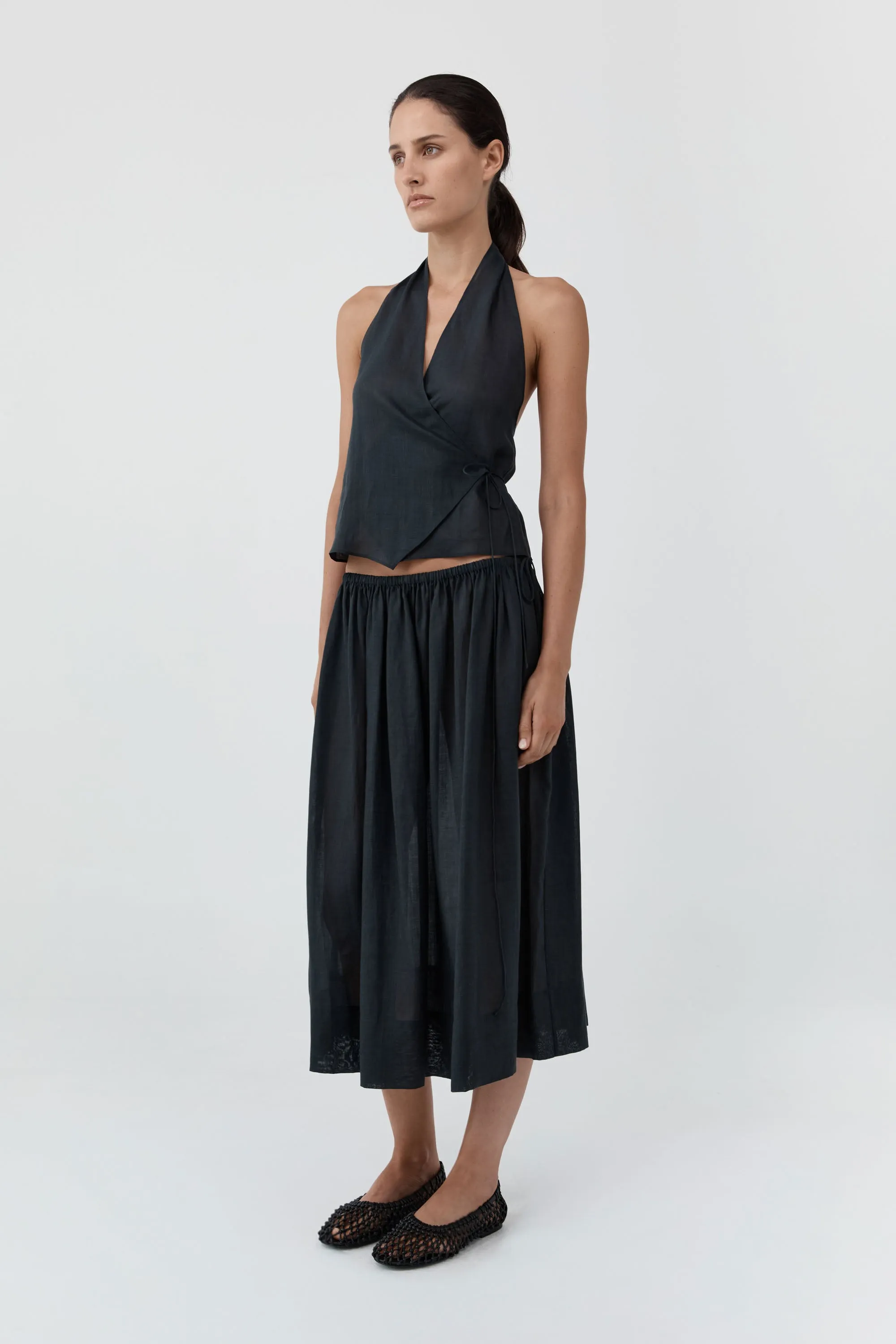 Transparent Wrap Halter Top - Black sold by St. Agni product image thumbnail 2