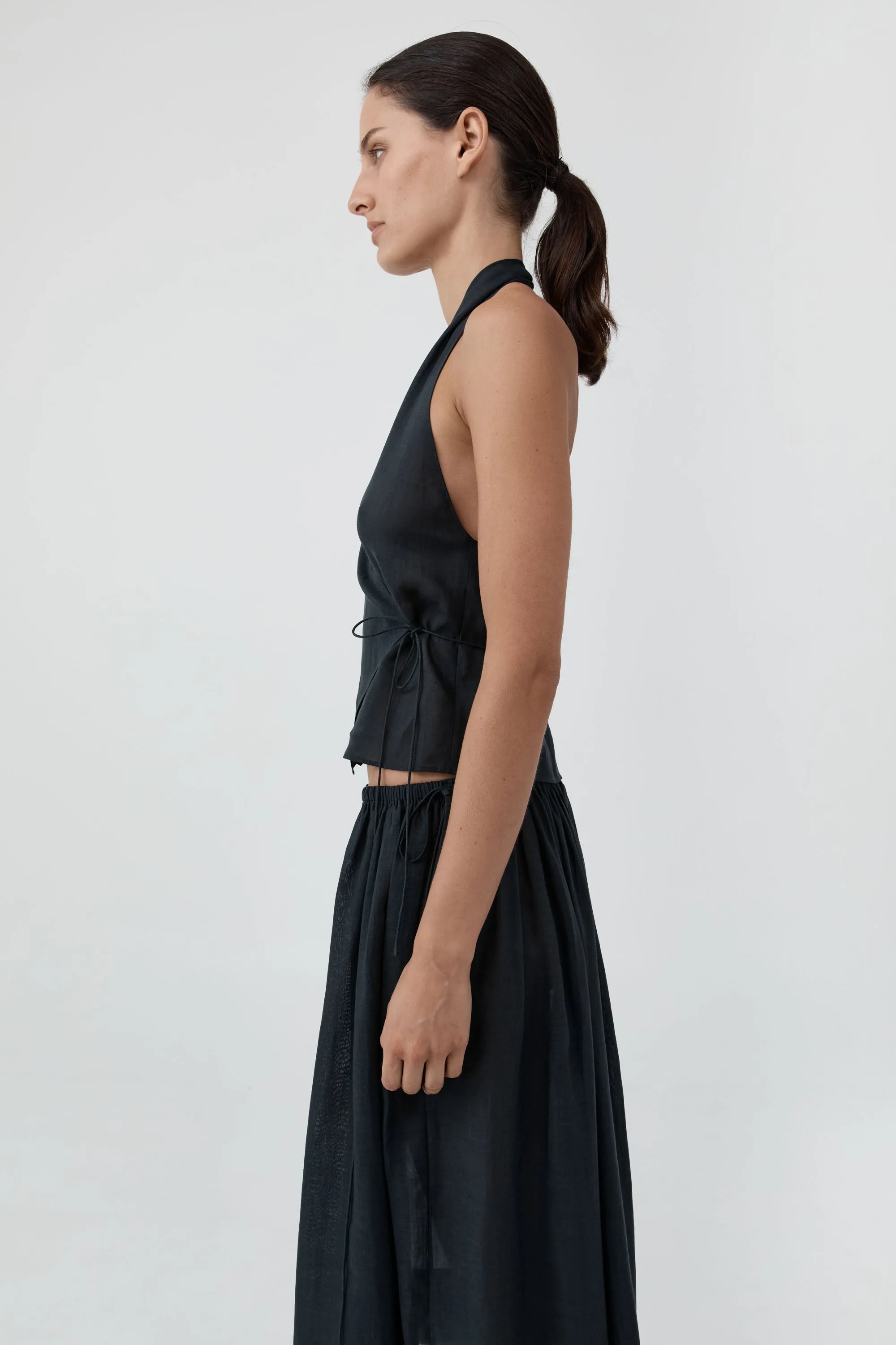 Transparent Wrap Halter Top - Black sold by St. Agni product image thumbnail 3