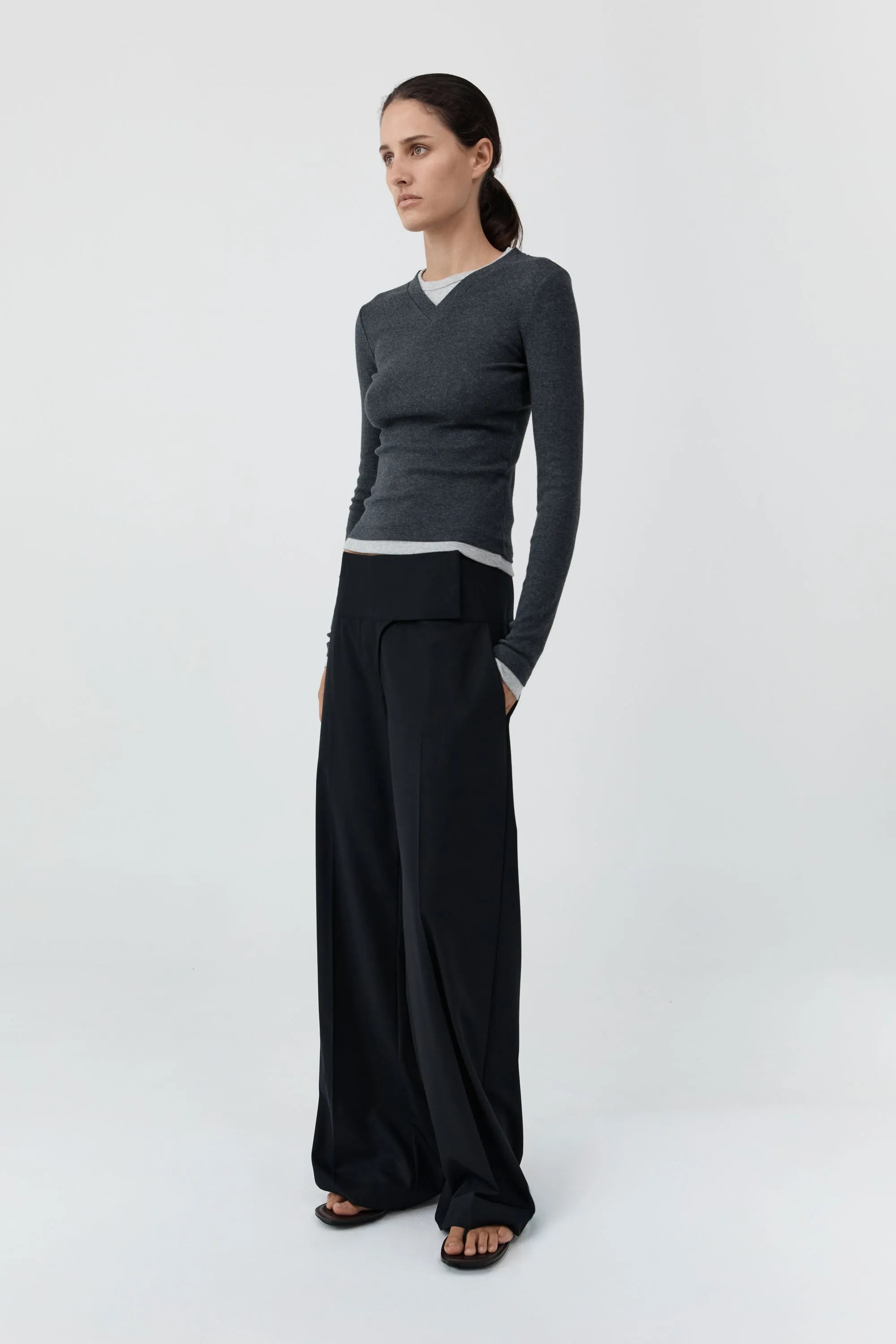 Wool Wide Waistband Pants - Black sold by St. Agni product image thumbnail 5