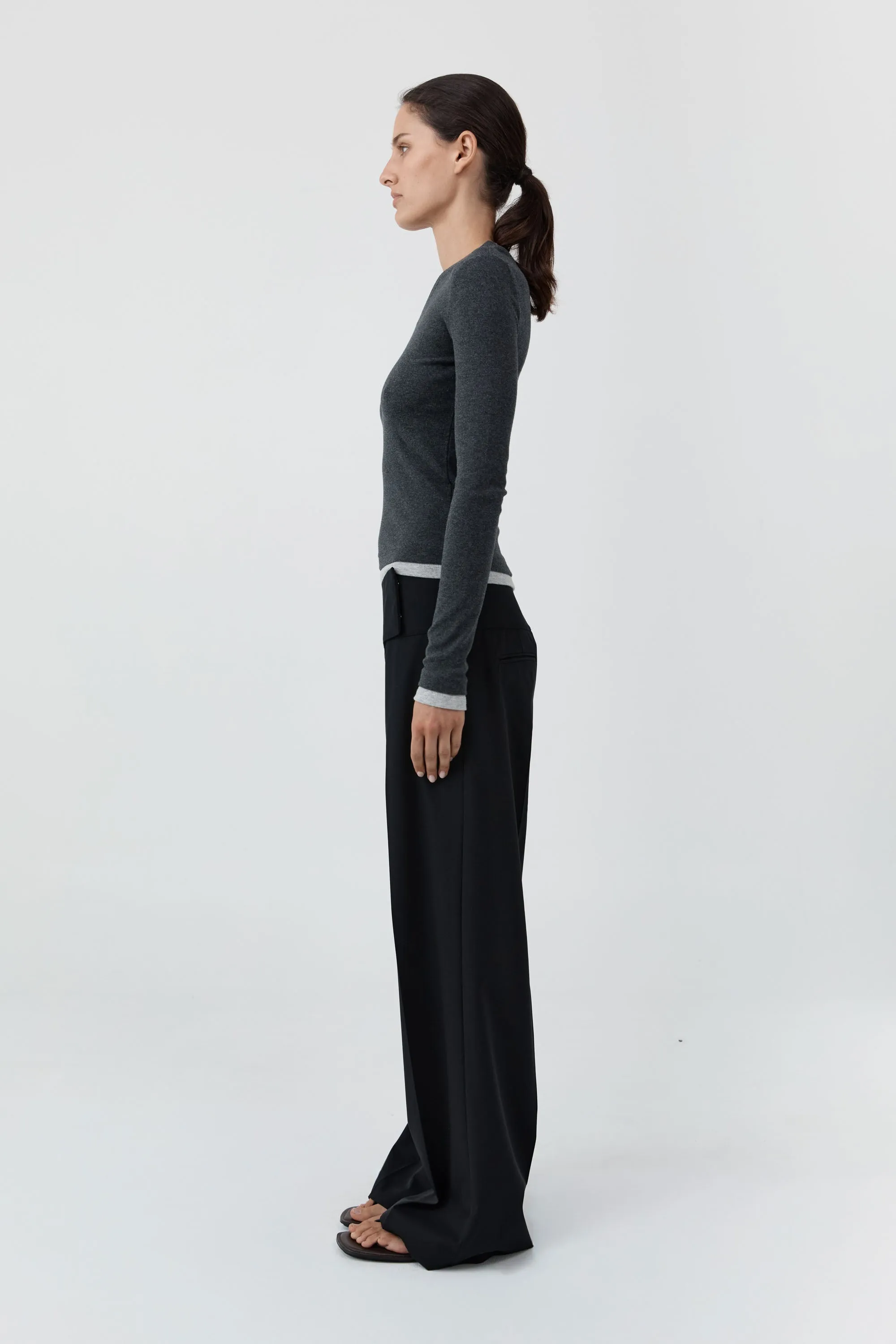 Wool Wide Waistband Pants - Black sold by St. Agni product image thumbnail 3