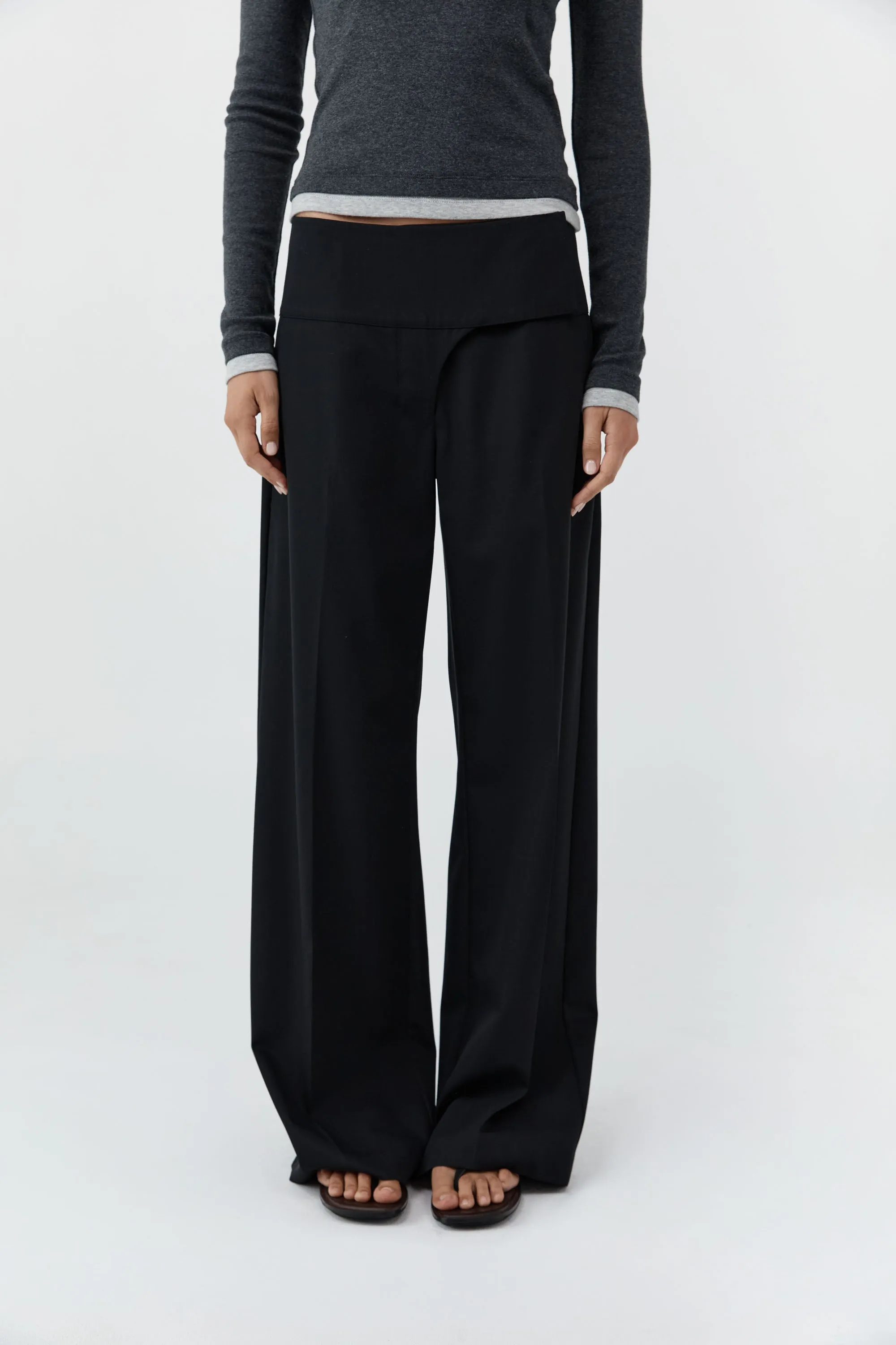 Wool Wide Waistband Pants - Black sold by St. Agni product image thumbnail 2