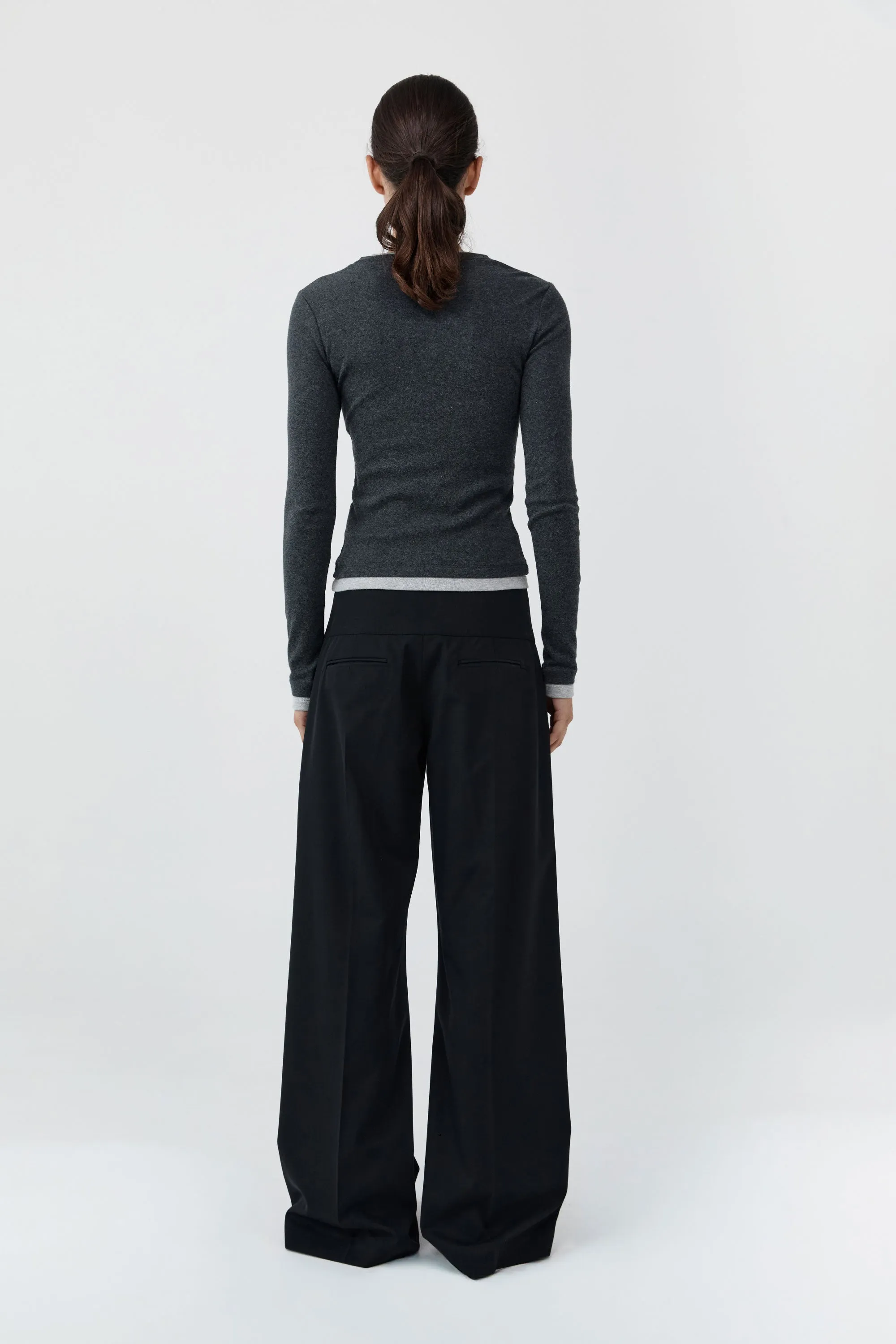 Wool Wide Waistband Pants - Black sold by St. Agni product image thumbnail 4