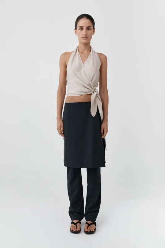 Silk Halter Wrap Top - Soft Ash made by St. Agni