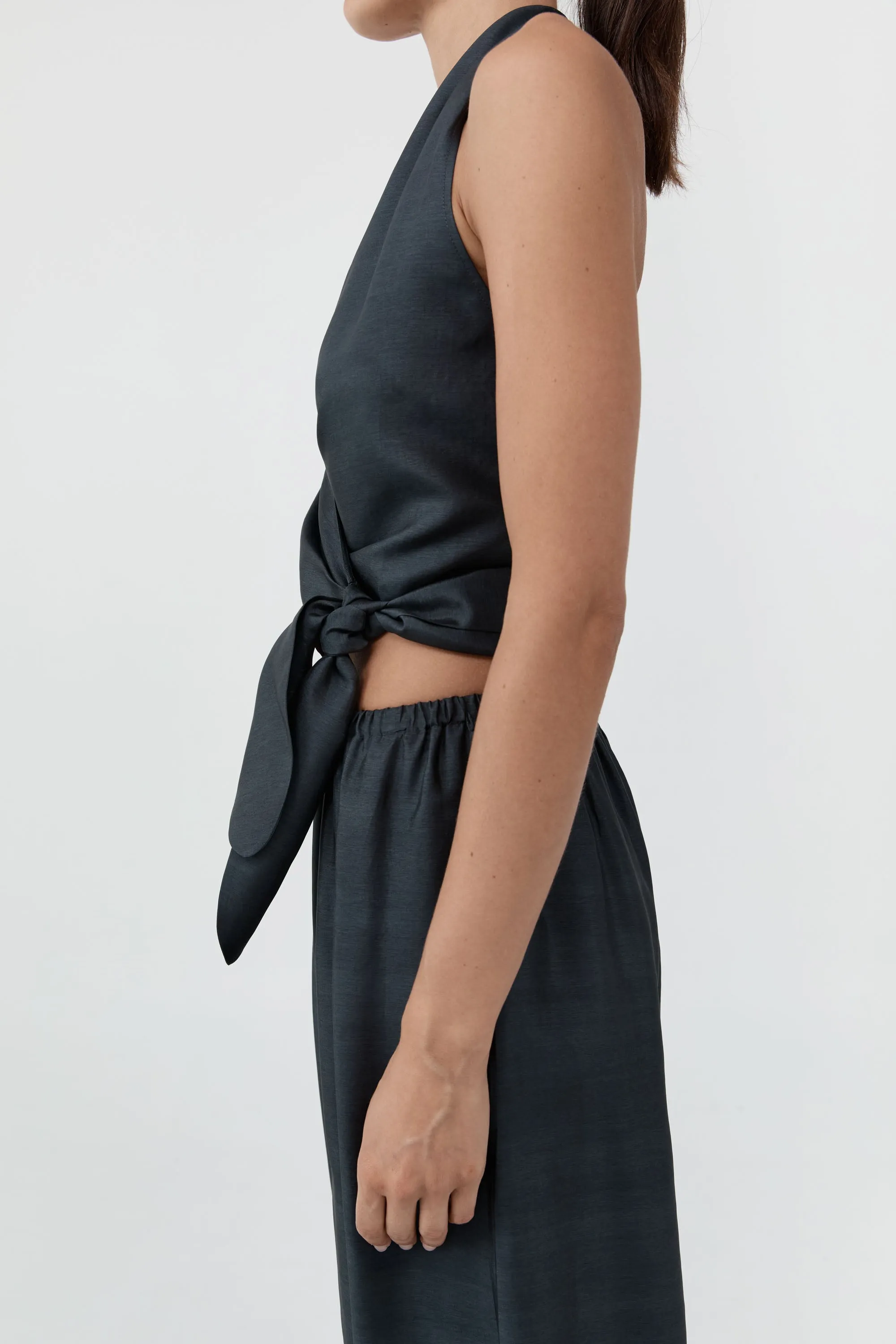 Silk Halter Wrap Top - Washed Black sold by St. Agni product image thumbnail 5