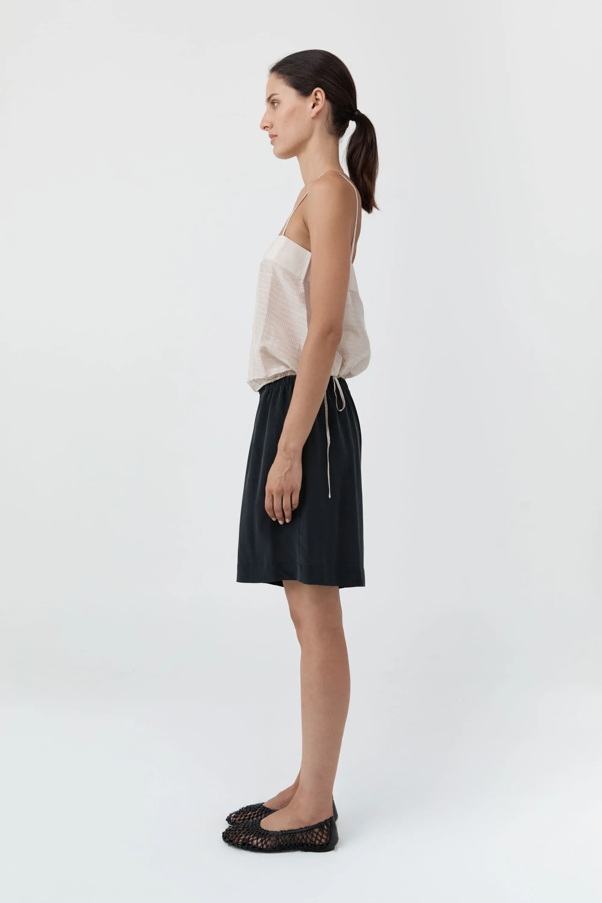 Woven Check Drawstring Cami - Soft Ash sold by St. Agni product image thumbnail 3