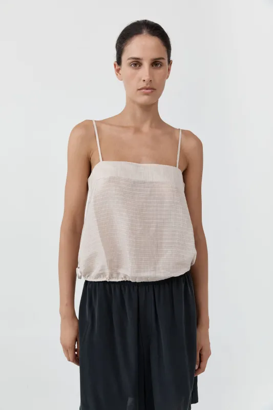 Woven Check Drawstring Cami - Soft Ash made by St. Agni