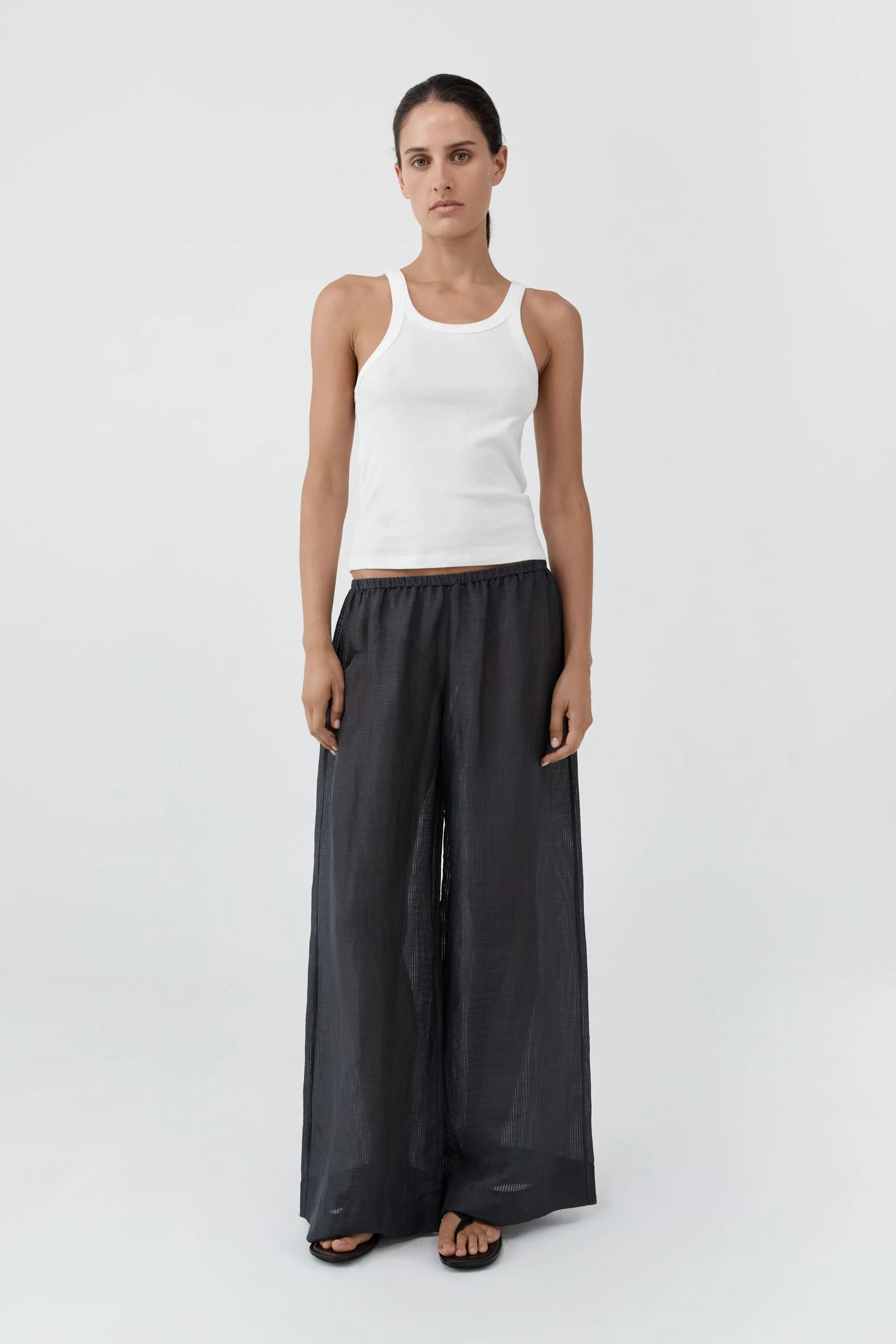 Woven Check Relaxed Pants - Iron Glaze sold by St. Agni