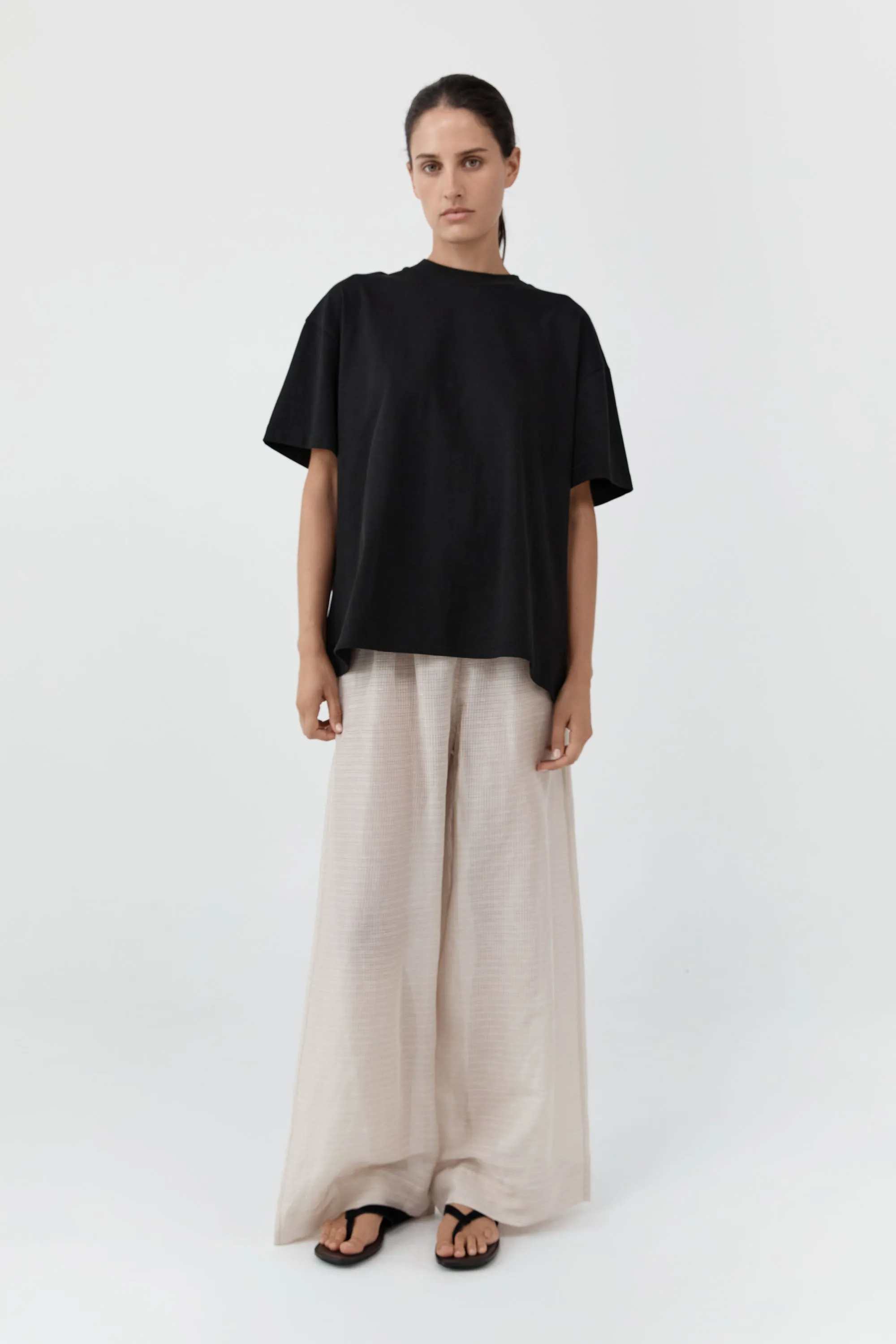 Woven Check Relaxed Pants - Soft Ash sold by St. Agni