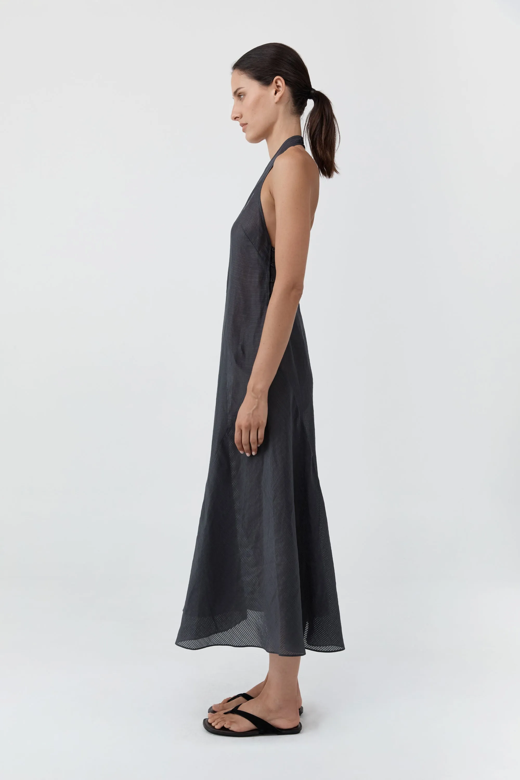 Woven Check Halter Dress - Iron Glaze sold by St. Agni product image thumbnail 3