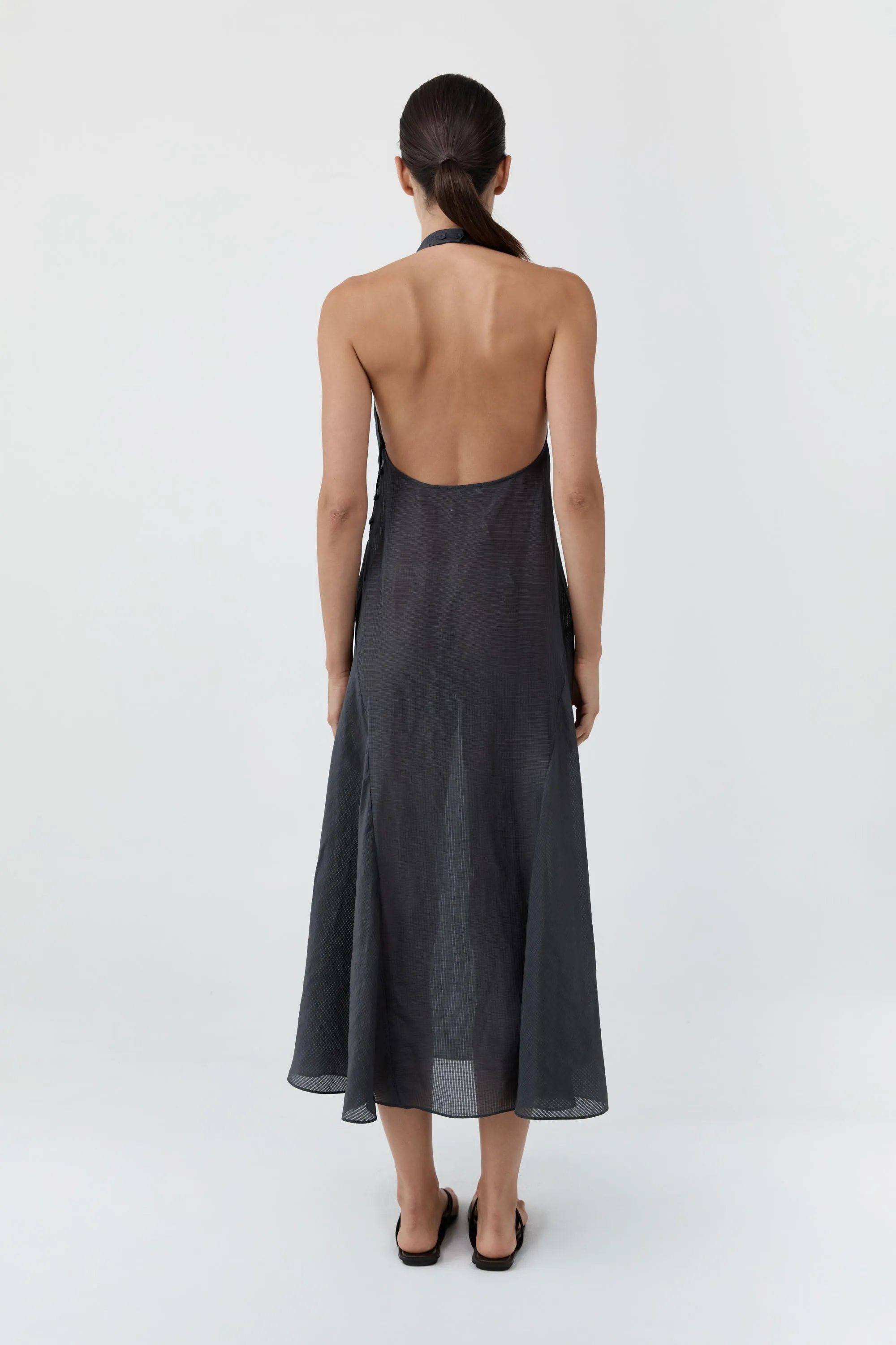 Woven Check Halter Dress - Iron Glaze sold by St. Agni product image thumbnail 4